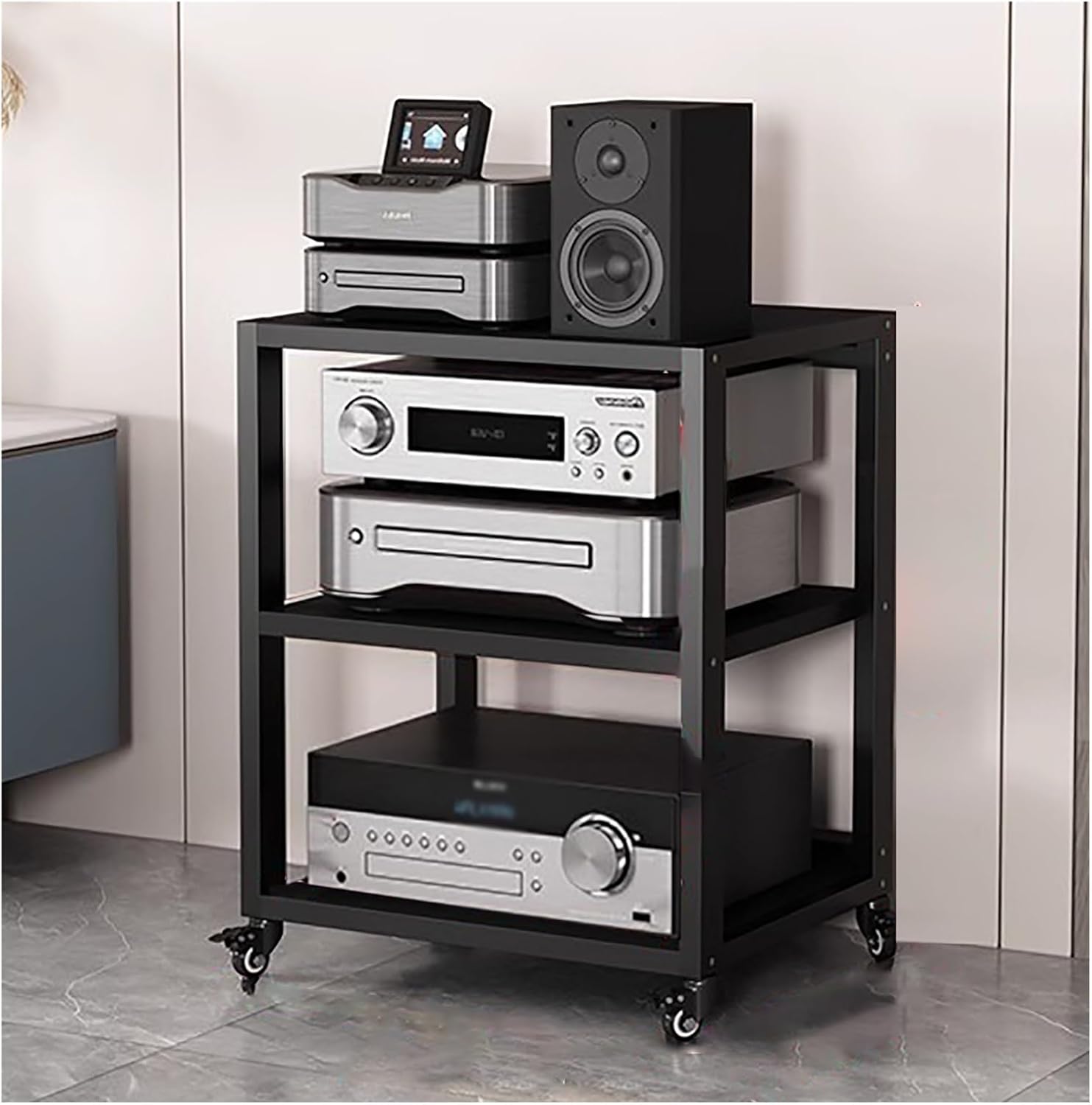 DFEDHF Rolling Audio Component Rack Tower Media Stereo Stand Equipment Shelf