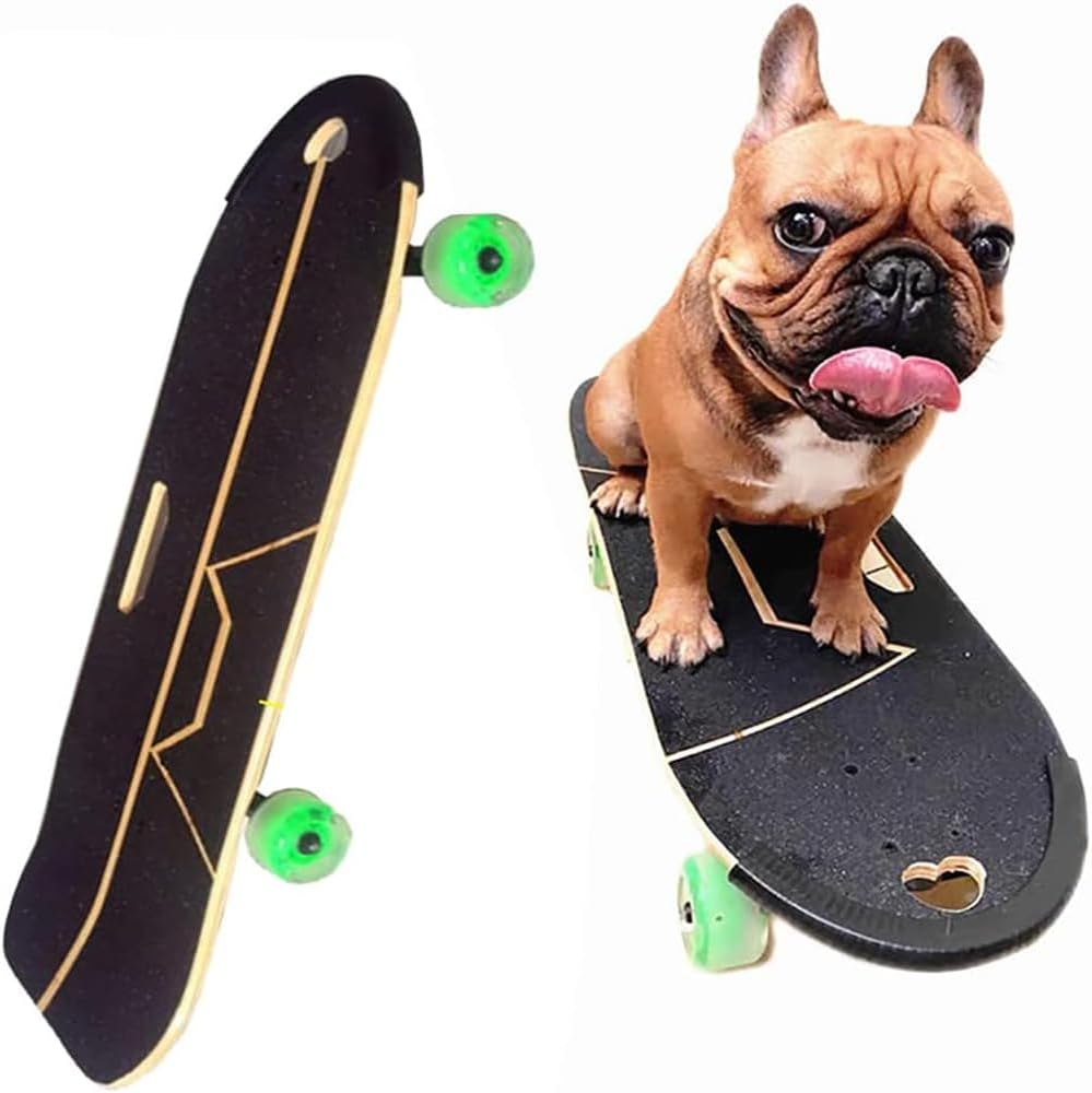 Pet Surfing Skateboard, Dog Skateboard with Surf Rack, Bamboo & Wood Dog Special Scooter, Colorful PU Wheel, Suitable for Bulldogs & More (62x21cm)