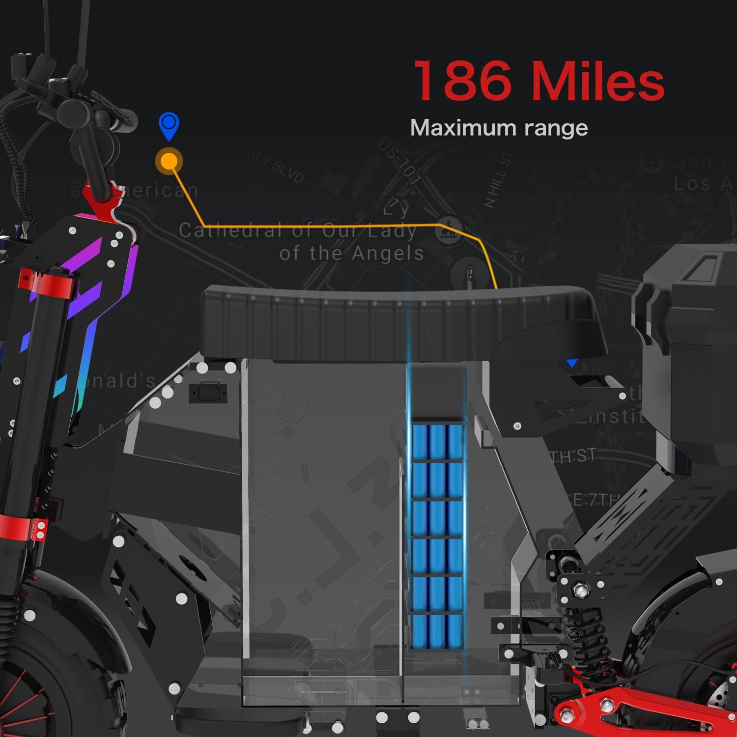 Electric Motorcycle for Adults, 12000W Dual Motor 72V100Ah Long Range Battery, Up to 75 MPH & 186 Miles Range, 14