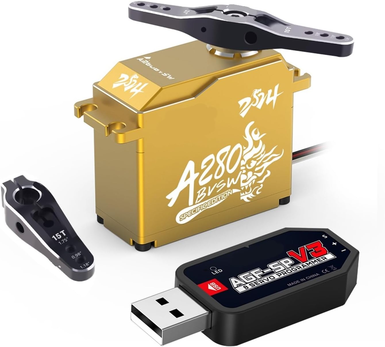 A280BVSW 3S/4S 16V 125KG Super Torque Metal Gear Waterproof Brushless Servo for 1/5 Scale(A280BVSW 125KG Set1)