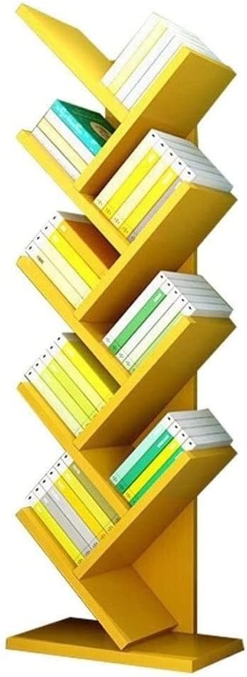 Tograt Bookshelf Bookshelves Bookcase Book Case 9 Layer Bookshelf Tree-Shaped Books CD Display Stand Wooden Bookshelf Can Bear 50KG Bookcase,Storage Organizer Book Shelf Book Shelves (Color : Yellow)