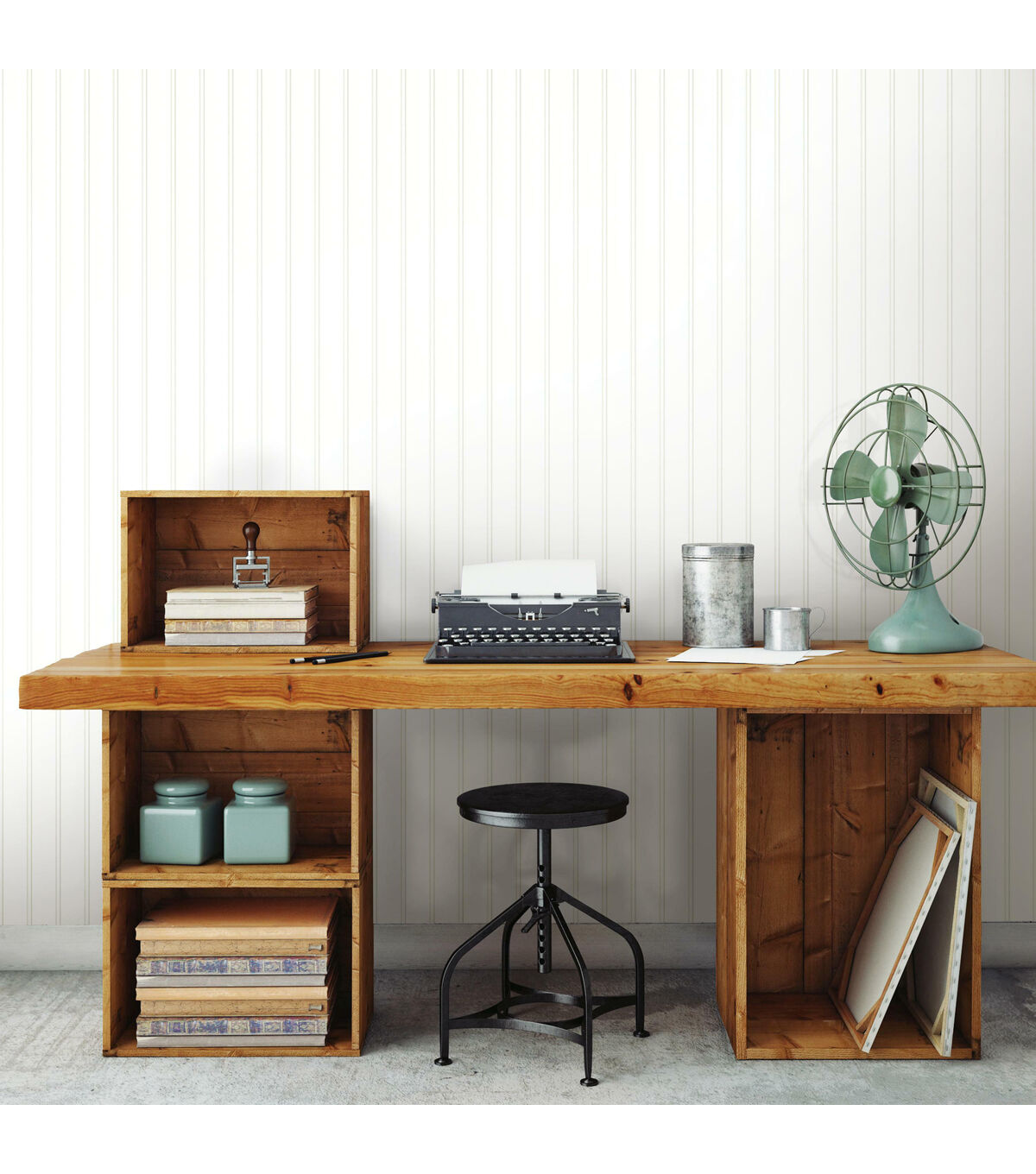 RoomMates 20.5 x 16.5' White Beadboard Peel & Stick Wallpaper