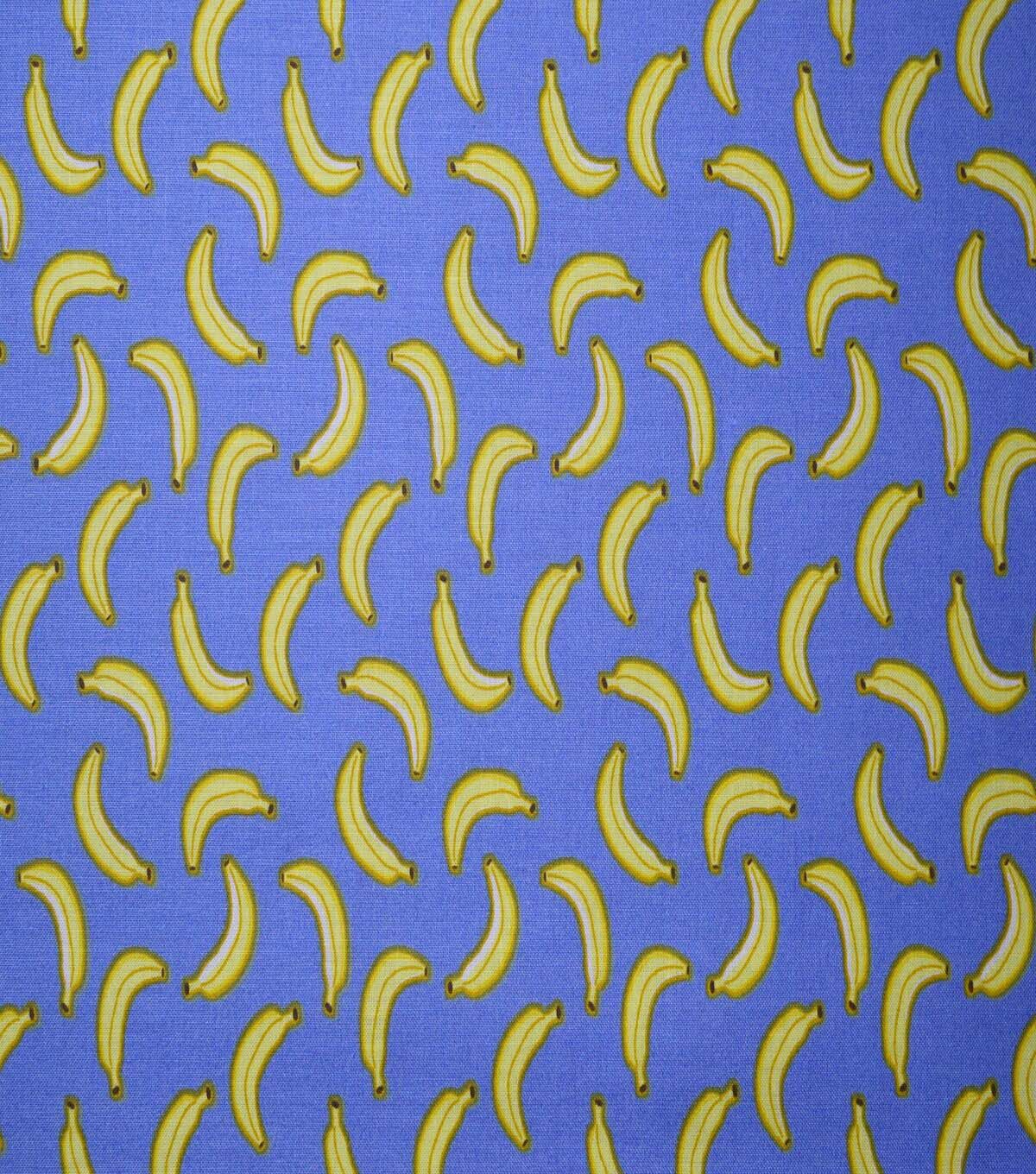 Bananas on Blue Cotton Fabric by Quilter's Showcase