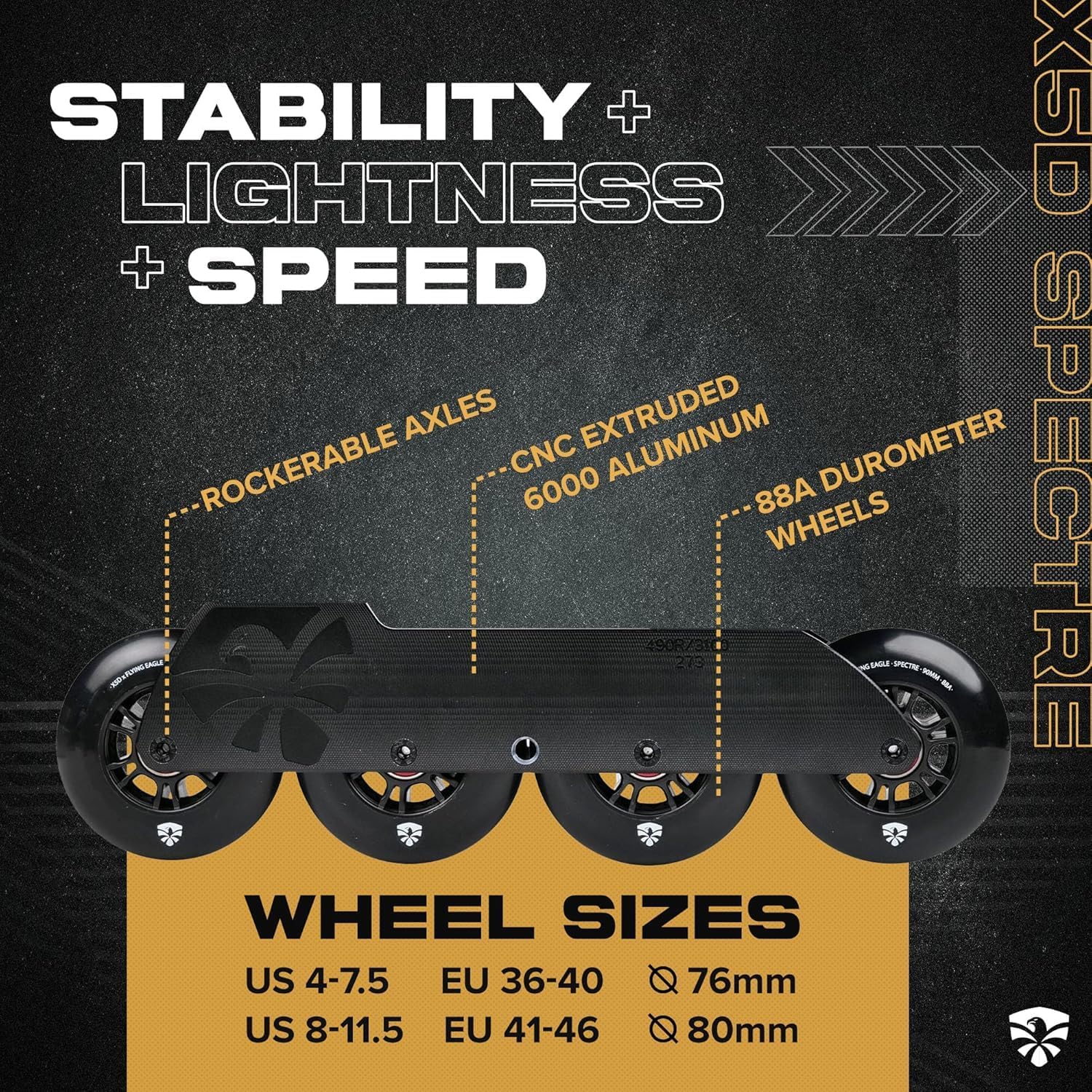 Flying Eagle Skates - X5D Spectre Freeskates Inline Speed Skates - Inline Skates Adult - Comfortable Inline Skates Women - Inline Skates Men - Inline Roller Skates - Roller Blades