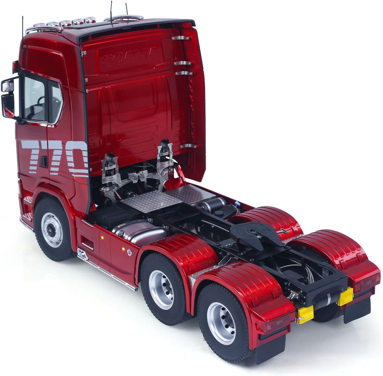 KABOLITE 1/14 6x6 770S 100 RC Tractor Truck Lorry Car 2Speed Gearbox Differential Lock RTR Model for Adult(Red), Fit with Semi Trailer Flatbed 1502 TH16848, 1/14 2Axle Trailer TH01024
