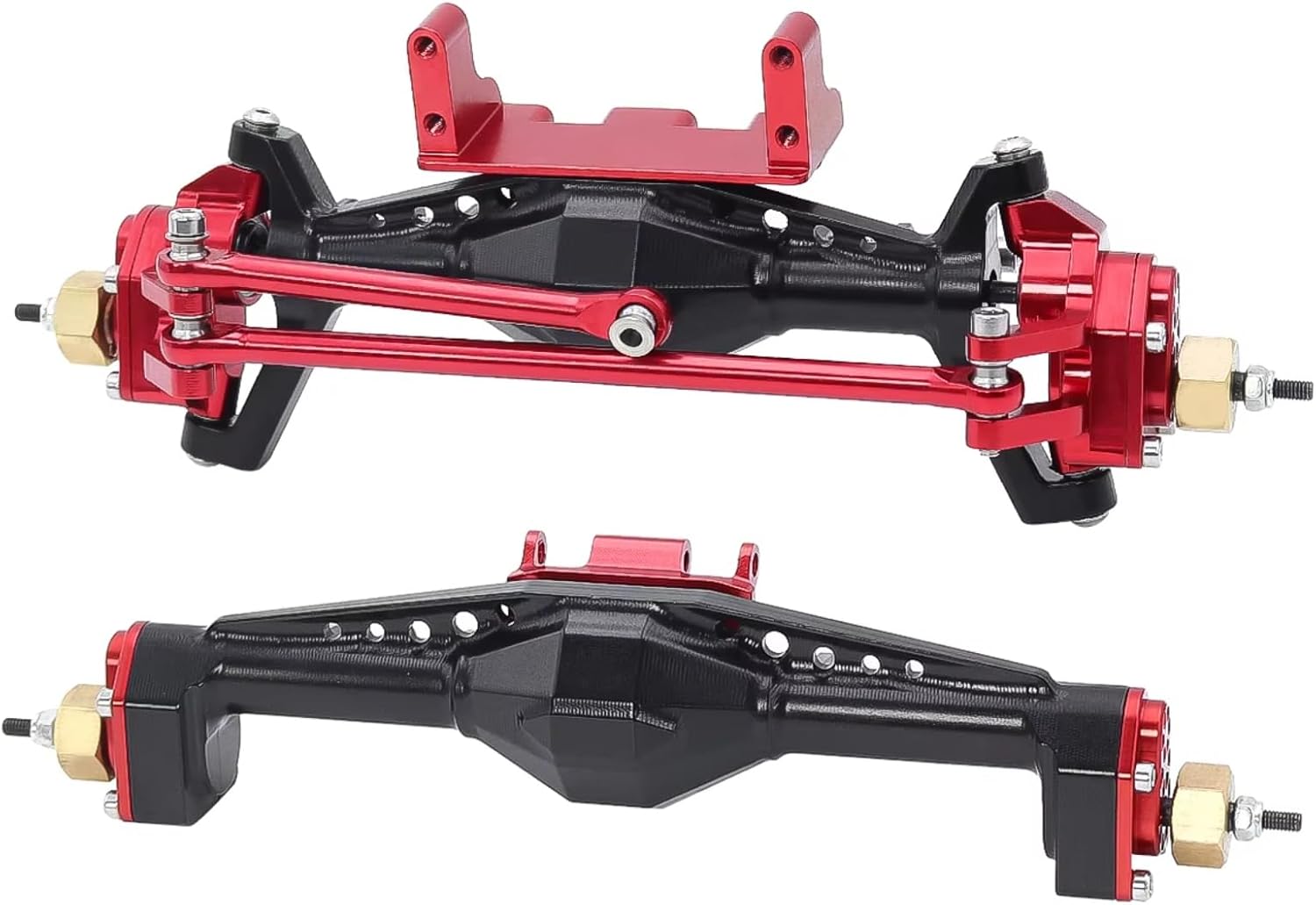RC Axle For Axial For Capra UTB18 1/18 Aluminum Front And Rear Portal Axle Set Complete With Servo Mount Metal Upgrade Parts(Red,Set)