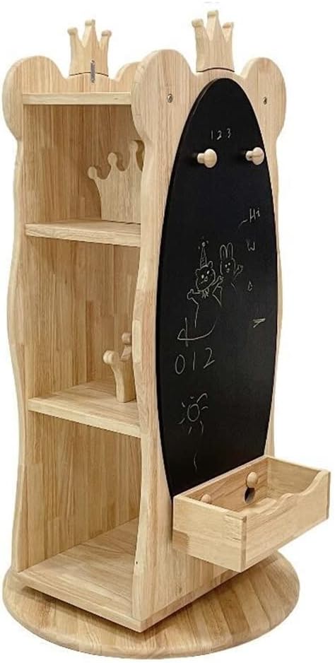 WAEYZ 3Tier Bookcases Creativity Corner Shelf Bookshelf, Solid Wood 360 Degree Revolving Floor Standing Storage Rack, for The Living Room, Study and Office