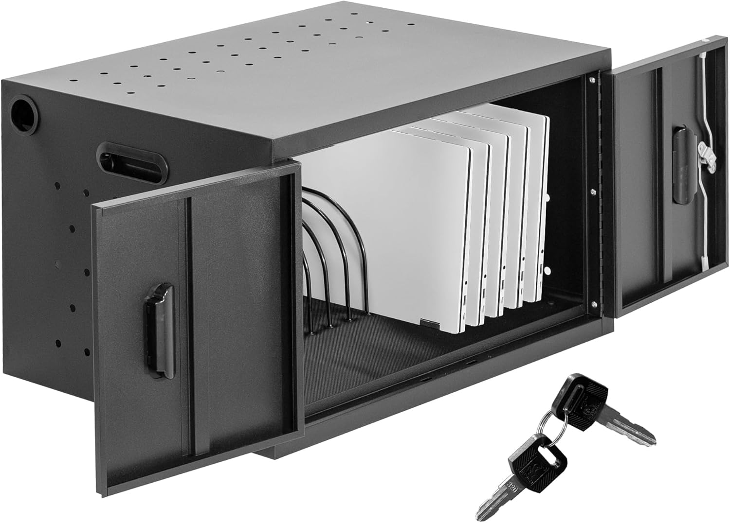 VIVO 16-Bay Locking Laptop and Tablet Charging Station Storage Cabinet Designed for Chromebooks and More, Devices up to 14 inches, Black, CART-LAPC2