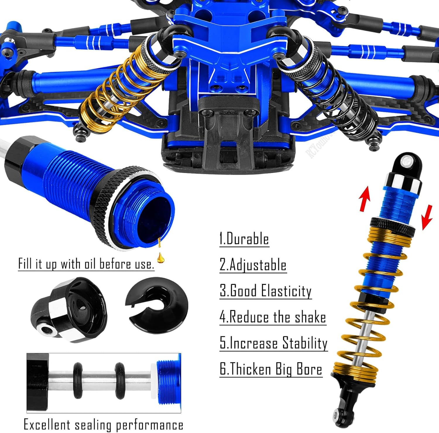 RC Upgrade Parts for 1/10 Big Rock 4X4 V3 3S BLX,Arms/Shocks/57T Gear/CVD/Caster Block/Steering Blocks/Stub Axle Carriers/Steering Bellcranks/Gearbox/Links/Center Driveshafts,Navy Blue