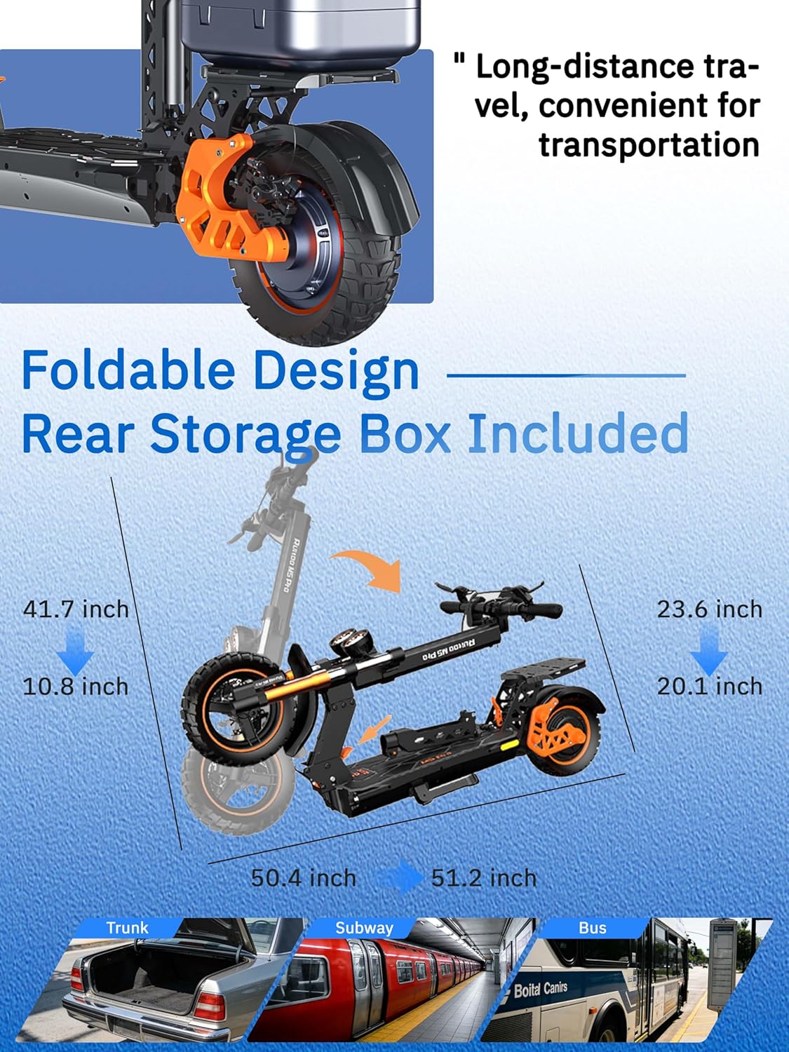 Electric Scooter for Adults with Seat & Storage Box, 50 Miles Range, 31-34 MPH,1600W Motor, Hydraulic Suspension, Foldable