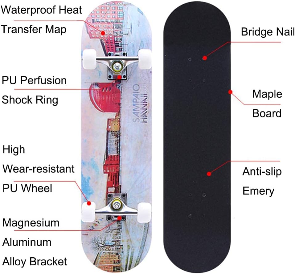 Skateboard Adult Tricks Skate Board for Beginner Birthday Gift Skateboards for Teens Girls Boys Adults Gear Complete Skateboard