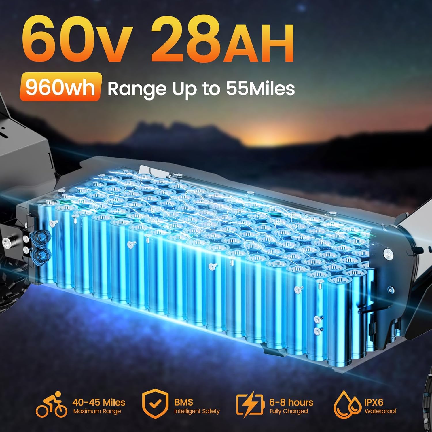 Electric Scooter for Adult 60V 6000W Dual-Motor Drive, top Speed 50-55 mph, Range 50 Miles, 11-inch Off-Road Tires 600LBS Capacity Dual Suspension Folding Fast Scooter Vehicle with Seats