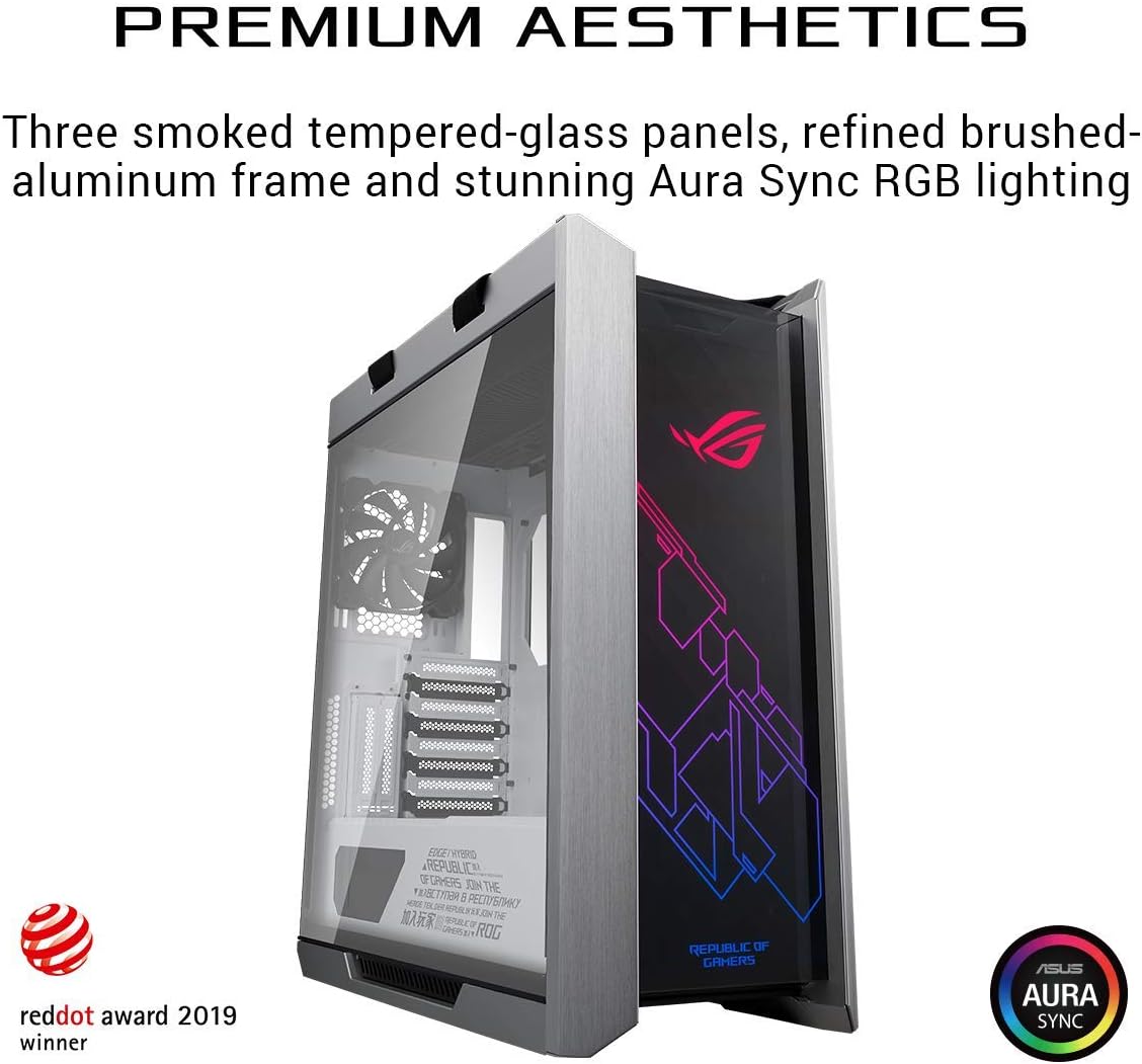 ASUS ROG Strix Helios GX601 White Edition RGB Mid-Tower Computer Case for ATX/EATX Motherboards with Tempered Glass, Aluminum Frame, GPU Braces, 420mm Radiator Support and Aura Sync