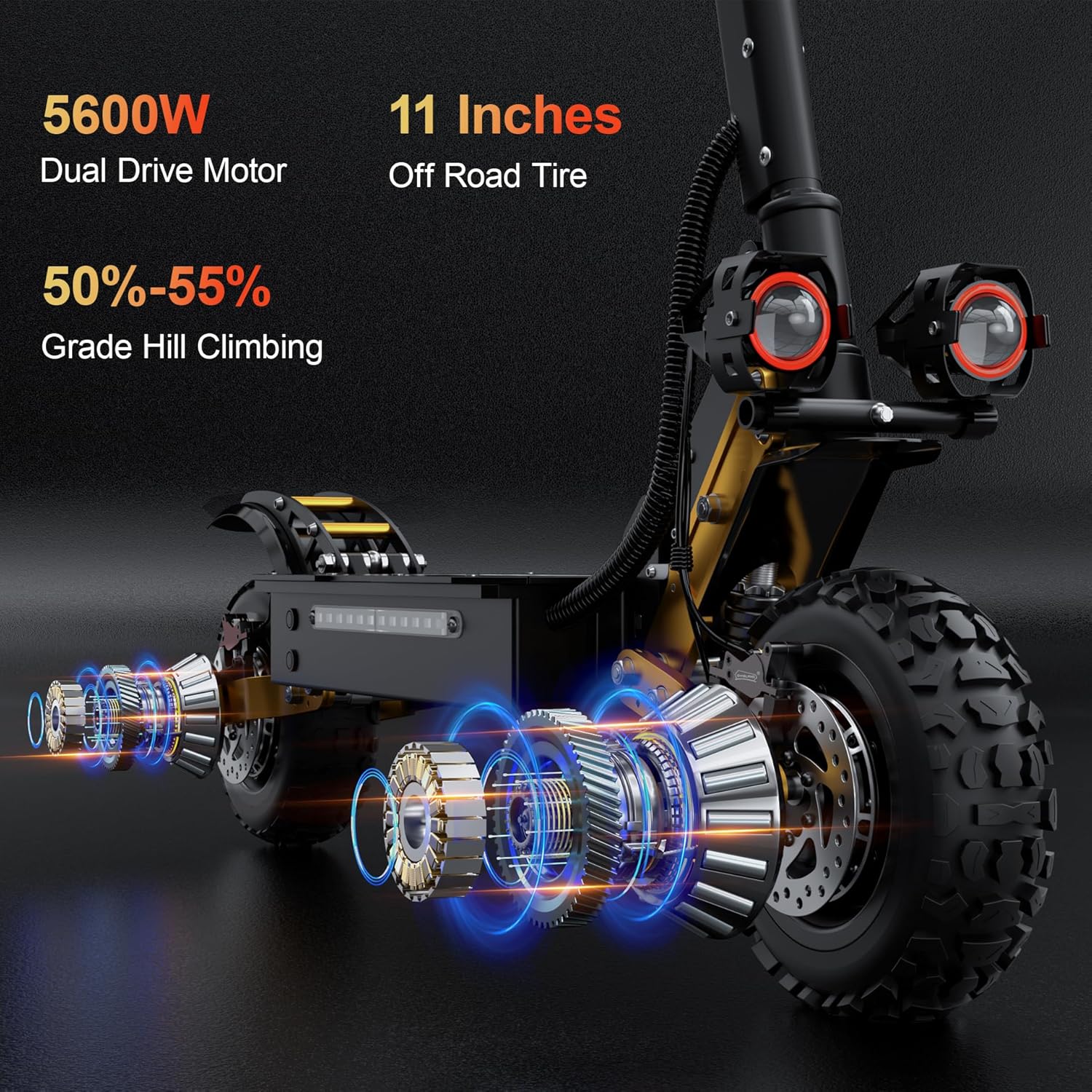 T88/T85 Electric Scooter for Adults Series, 1500W/6000W Peak Motor, 31-53 Mph & Up tp 40-59 Miles Long Range Off-Road Electric Scooter, 10