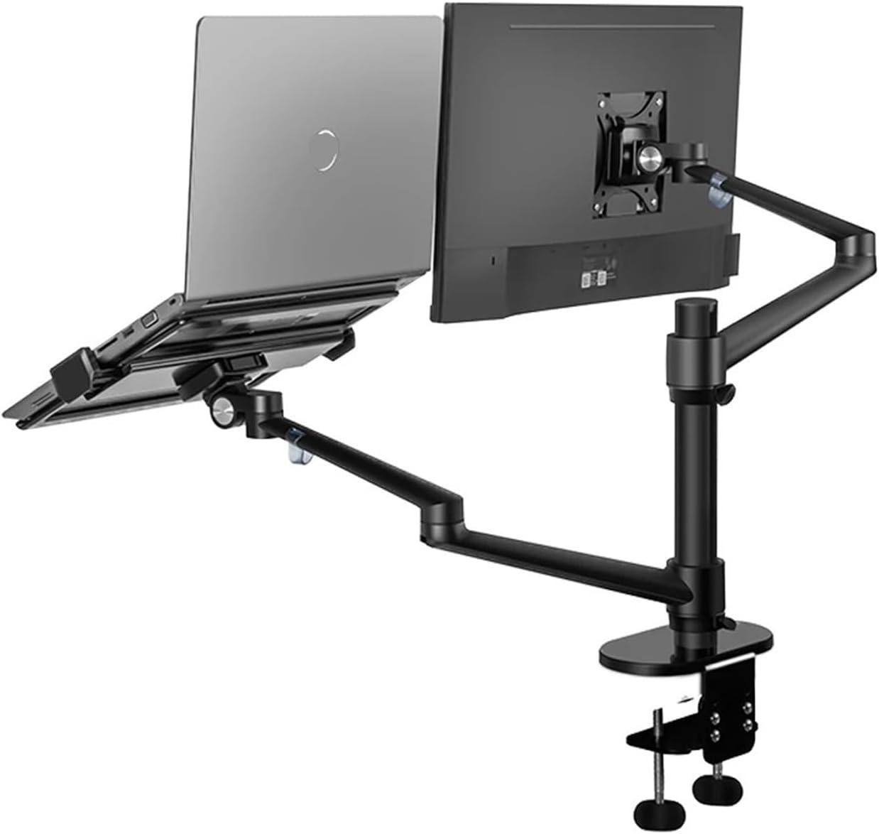 OL-3L Aluminum Height Adjustable Desk Dual Arm 17-32 Inch Monitor Stand + 12-17 Inch Laptop Stand Full Motion Mounting Arm(OLL-3L-B)