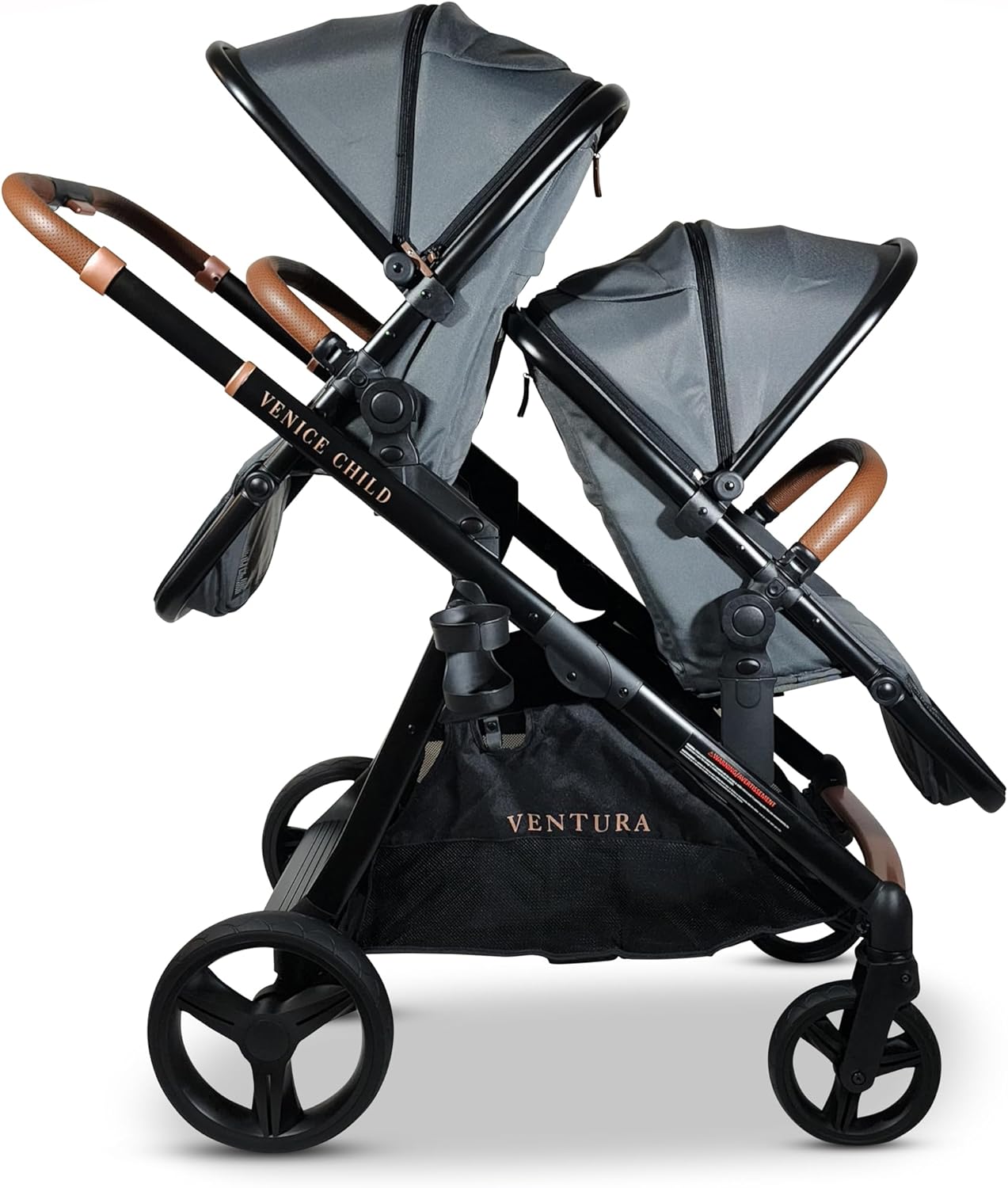 Venice Child Midnight Ventura Single to Double Sit-and-Stand Stroller & 2nd Toddler Seat (Package # 3)