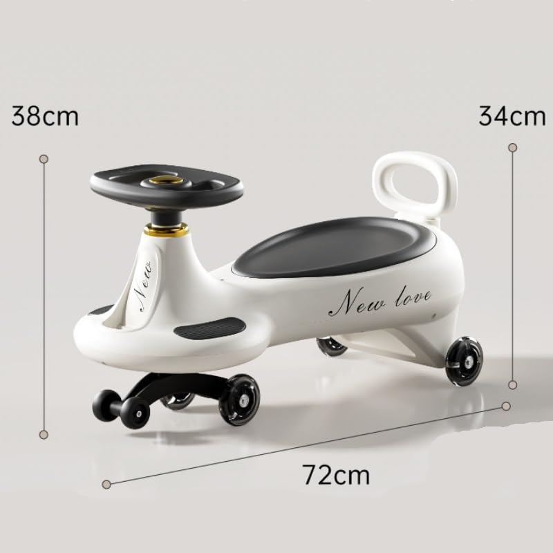 Wiggle Scooter Kids Ride On Wiggle Car with Lights & Music Anti-Rollover Swing car for Boys Girls Ages 1-8 Indoor Outdoor Toy(Brown,with Lights and Music)