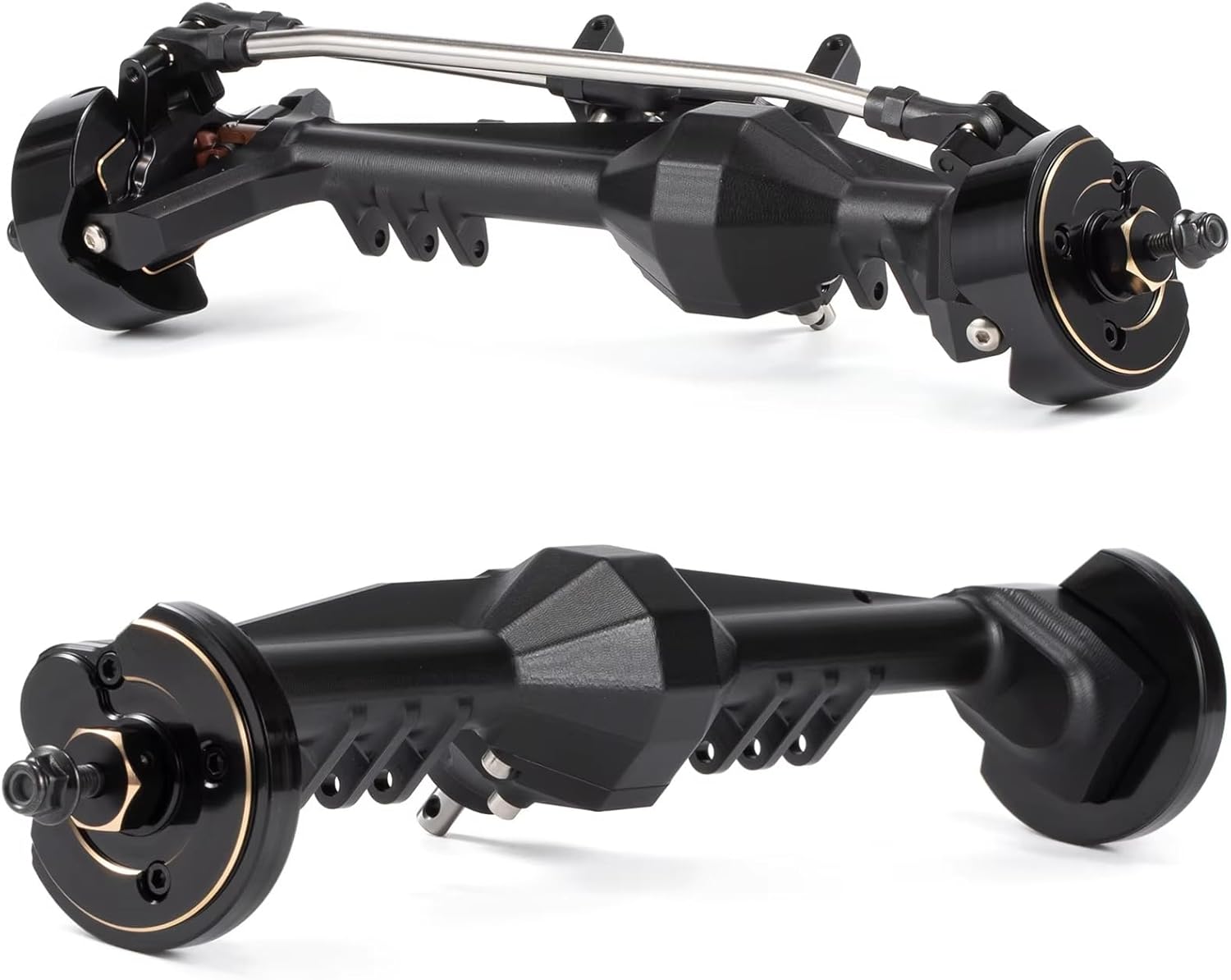 RC Axle Models For Capra Portal Axle Machined 7075 Aluminum Offset Set With Brass Weights Cover Complete Assembled Model Accessory Parts(Black,Front)