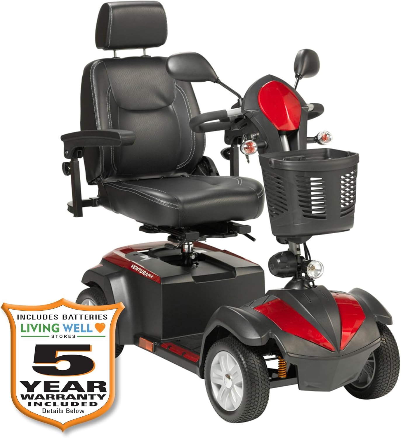 DriveMedical Ventura Heavy Duty 4-Wheel Scooter, 400 Lbs. Weight Capacity, with 5-Year Extended Warr