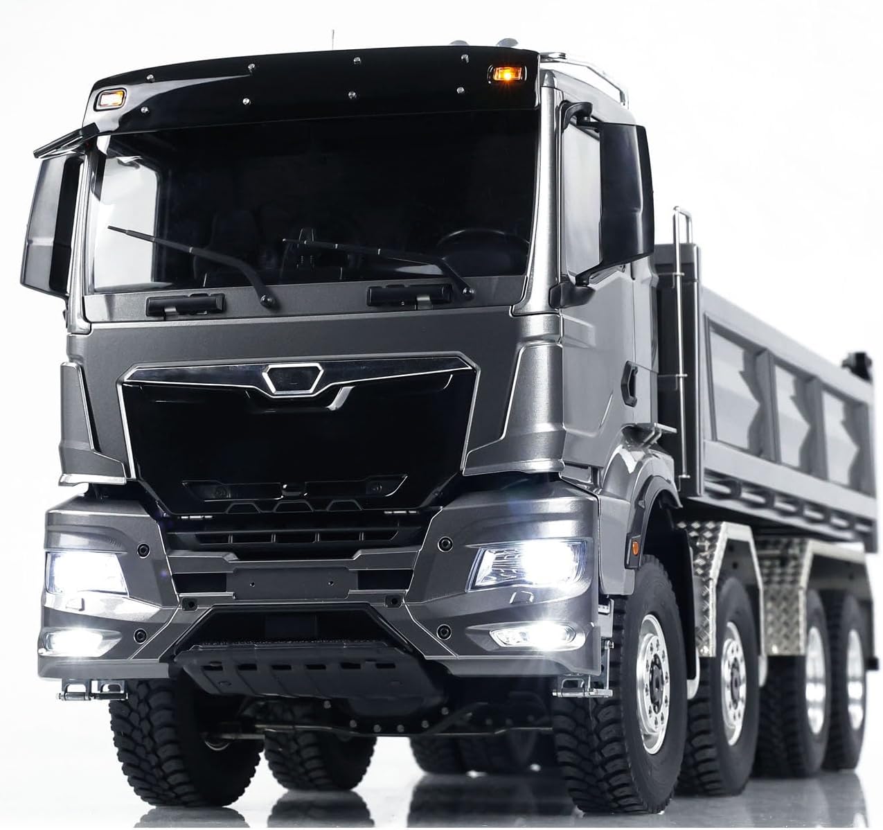 TOUCAN RC HOBBY Radio Control 1:14 Hydraulic Tipper Metal Cabin Shell Differential Lock 8x8 Chassis 2Speed RC Dumper Truck Sound Light