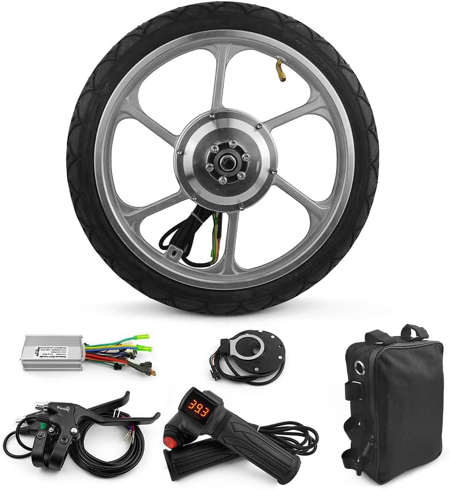 16 Inch 350W Brushless Geared Motor Mag Wheel with Tire PAS Accelerator for Front Hub Drive Scooter Small Bike Bicycle Handle Throttle with tire