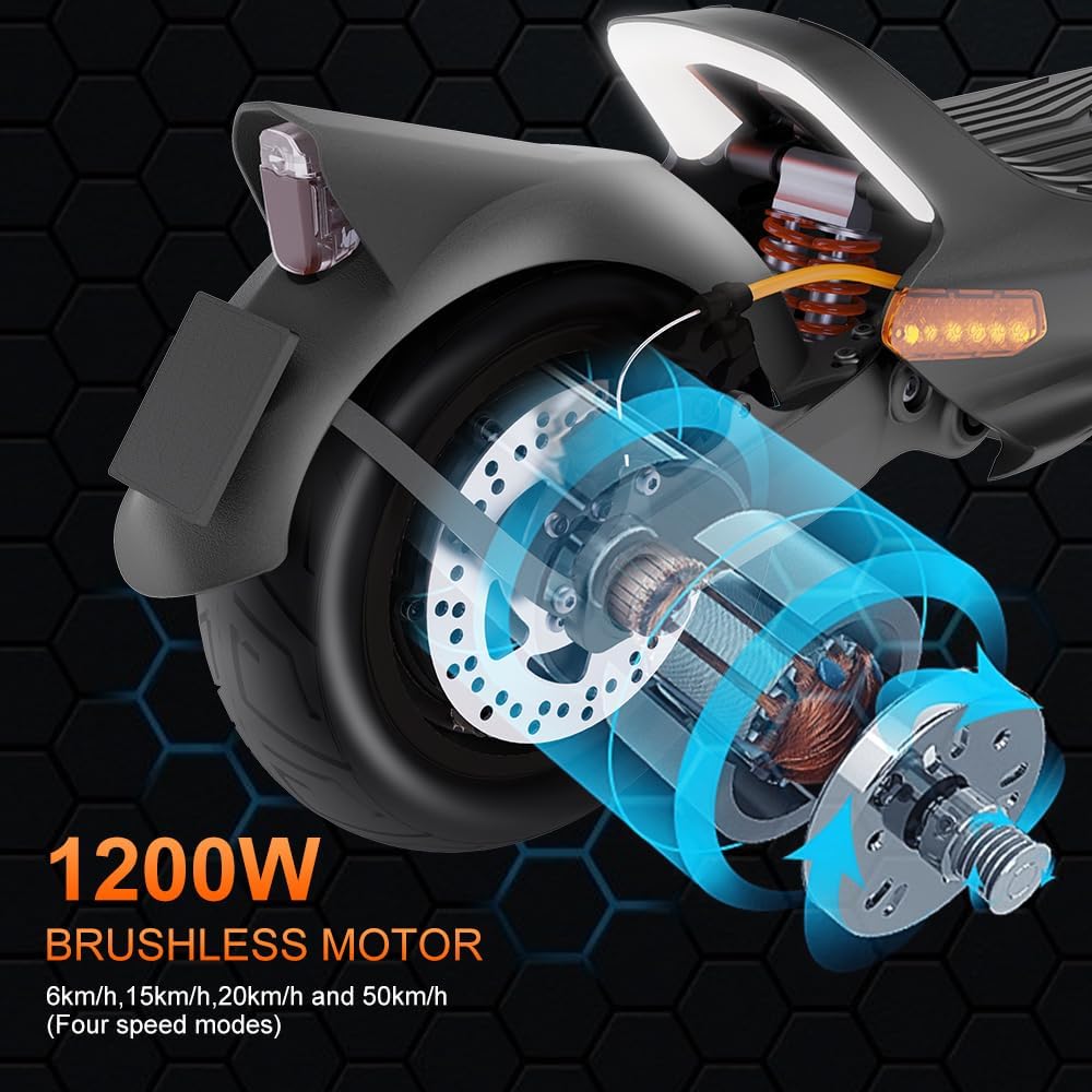 Electric Scooter, Up to 31 MPH, 50-Mile Long Range, Dual Brake & Dual Suspension, 1600W Peak Motor, Off-Road Heavy Duty E-Scooter for Adults and Teens, 300+ lbs