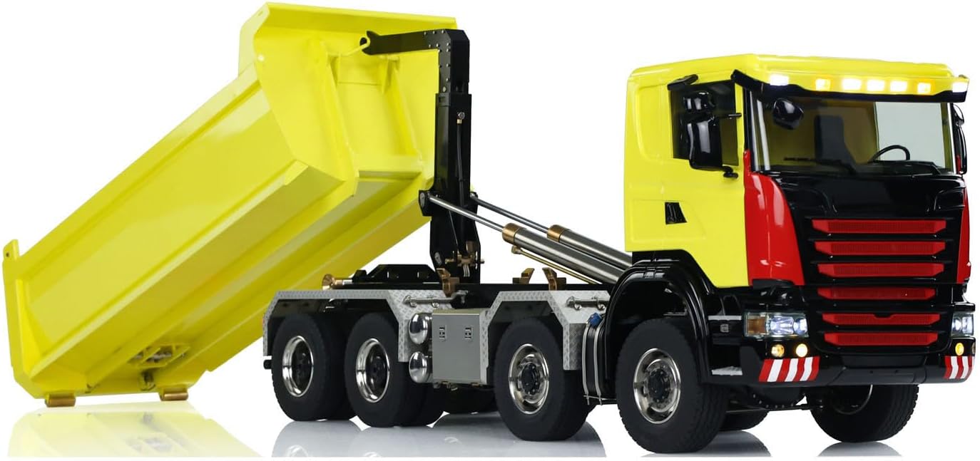 TOUCAN RC HOBBY 1/14 Metal Hydraulic RC Roll Off Dumper Truck 8x8 Differential Lock Axles 3Speed