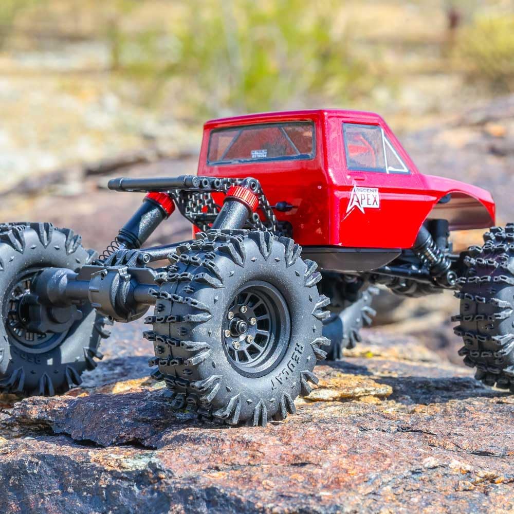 Redcat Racing Ascent-18 APEX, 1/18 Scale Brushless Electric Rock Crawler, Carbon Fiber, 4WD RC Car for Adults with 2.4GHz Radio System (Red)