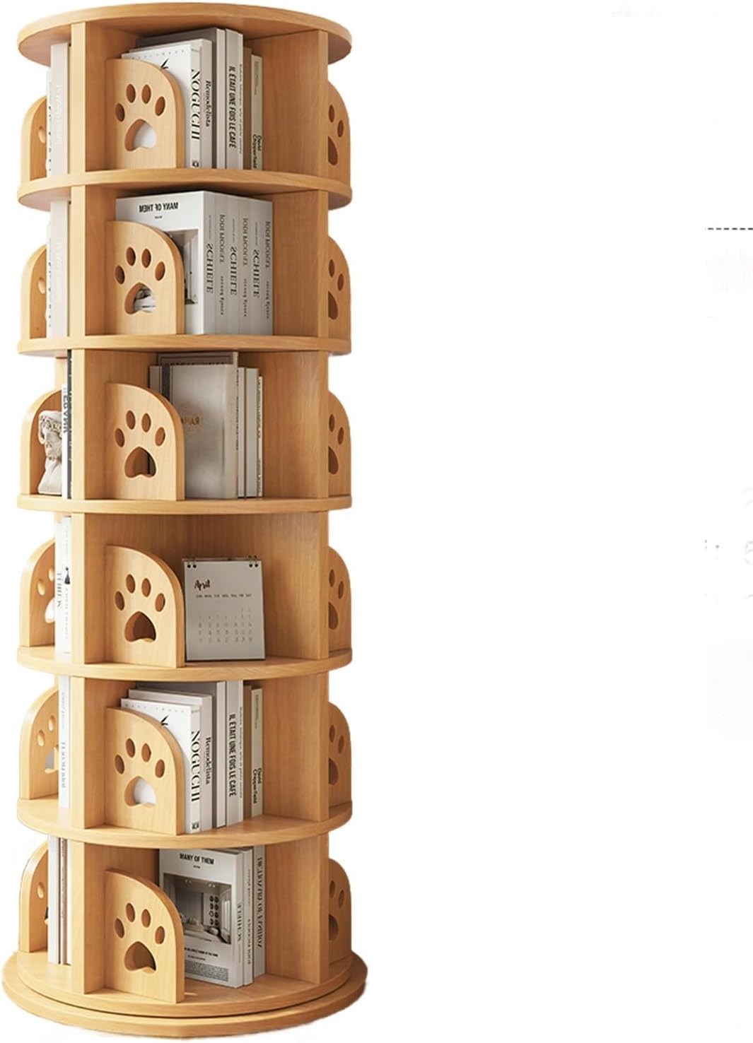 NEONMAN Rotating Bookshelf Tower Rotating Bookcase All Solid Wood 360 Rotating Book Shelf Spinning Bookshelf Round Bookcase Revolving Bookcase Floor-Standing Storage Display Rack(6layers)