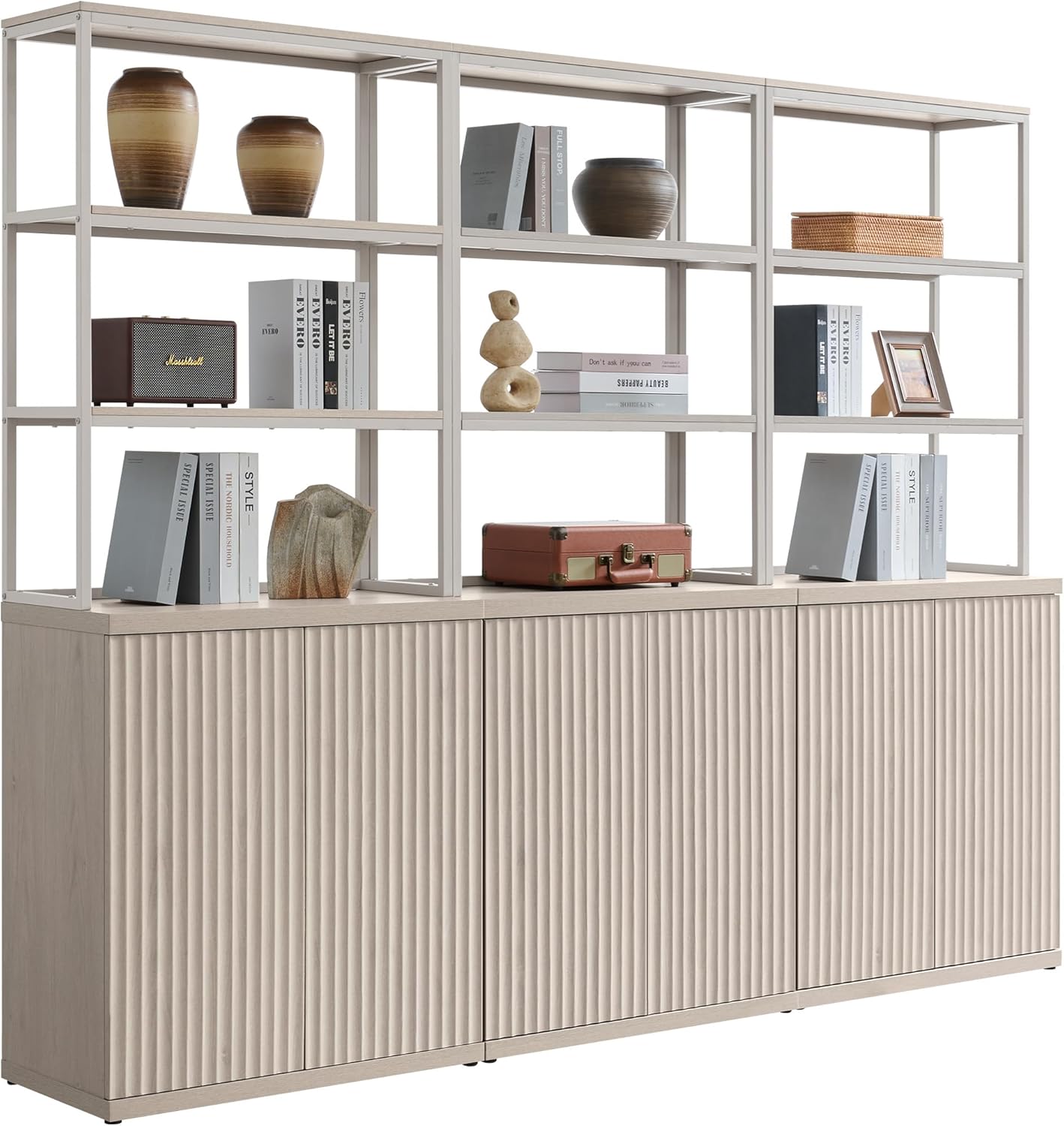 SICOTAS Book Shelf Fluted Bookshelf Cabinet - 75