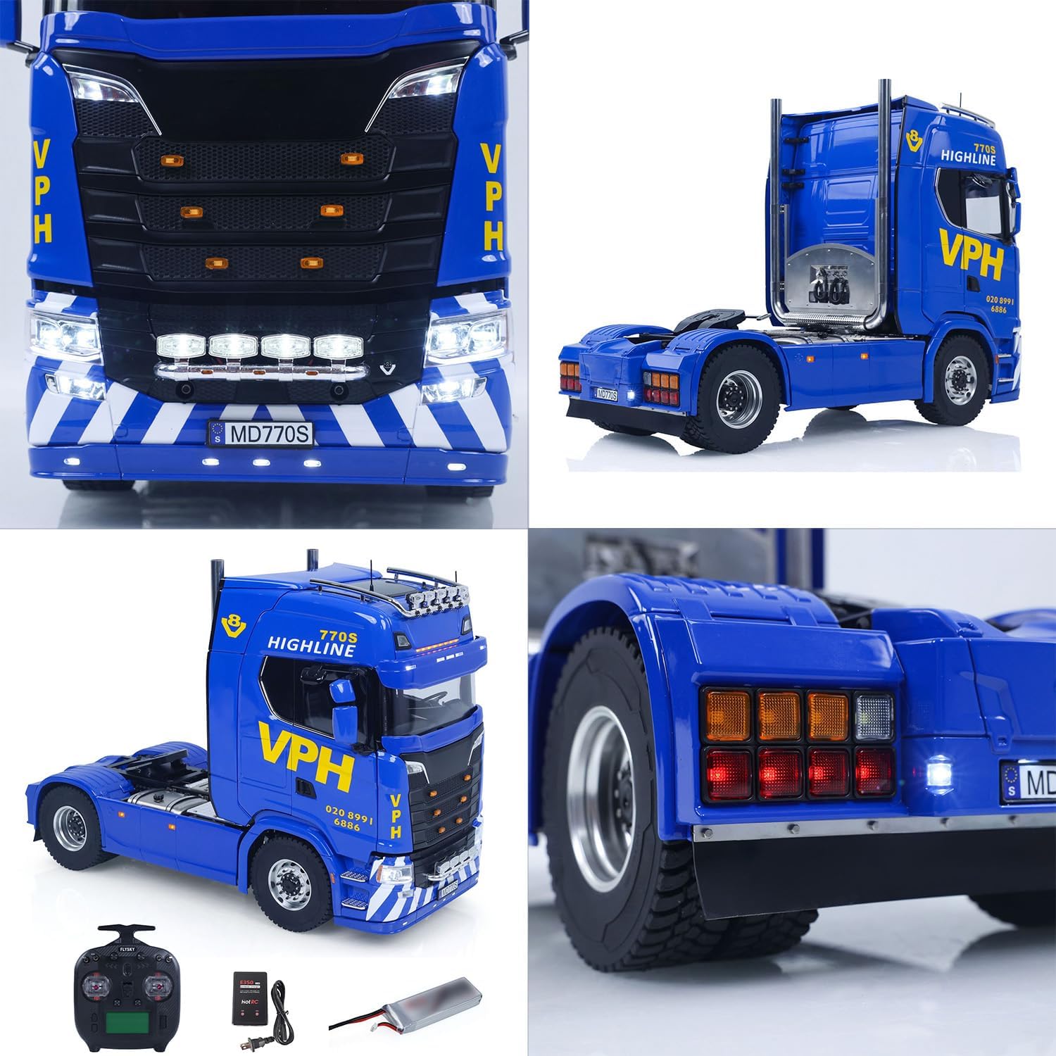 TOUCAN RC HOBBY 1/14 4 * 4 Metal 2Speed Transmission 770S RC Tractor Truck Remote Control Vehicle Differential Locks Brushed 80A ESC RTR for Ages 14+