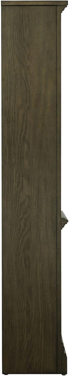 Benjara BM280385 78 in. Tia 5 Tier Rubberwood Bookcase with 3 Adjustable Shelves Oak Brown