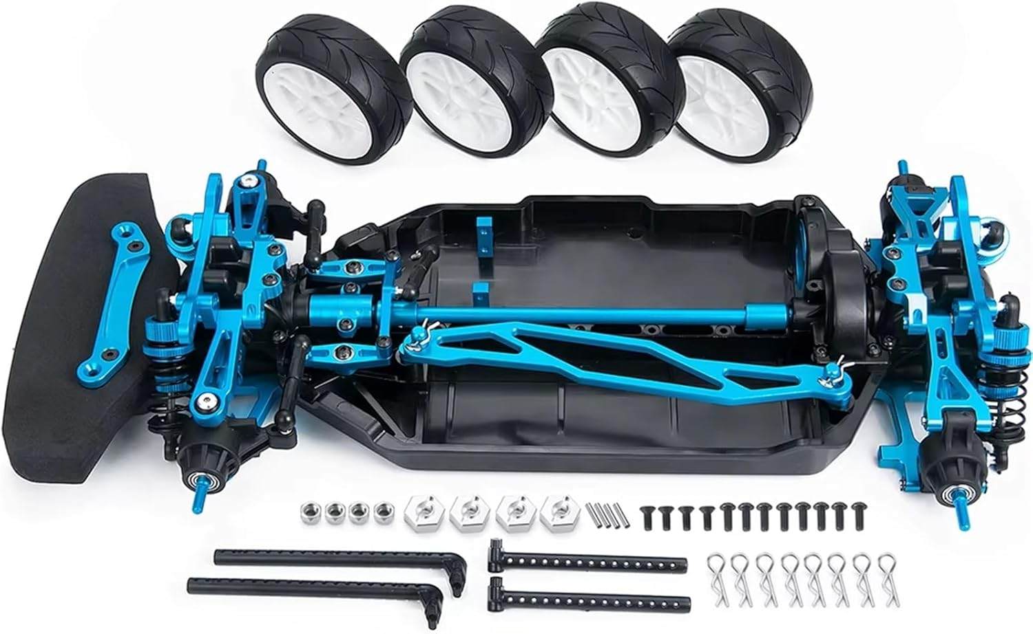 RC Car Parts Compatible with Tamiya for TT02 Upgrade Parts Metal and Plastic for Chassis Frame Assembled Set 1/10 RC for Model Car