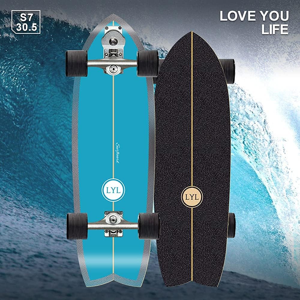 VOMI Land Surfing Skateboard CX4 Carving Truck Ski Practice boardSimulated Surfing Training Board ABEC-11 Bearing Maple Wood Surfskate 75×24cm Suitable for Children Teenagers Youth and Adults (C)