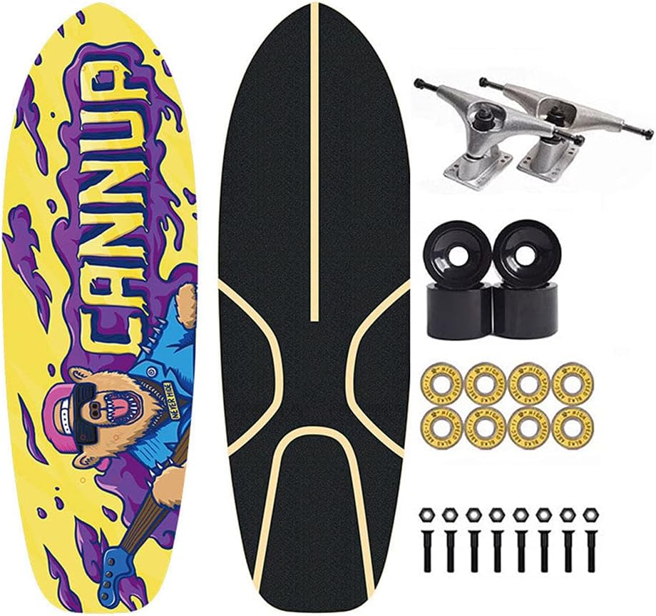 Skateboard for Beginners,Longboard Skateboard 7-Ply Canadian Maple Deck, 31