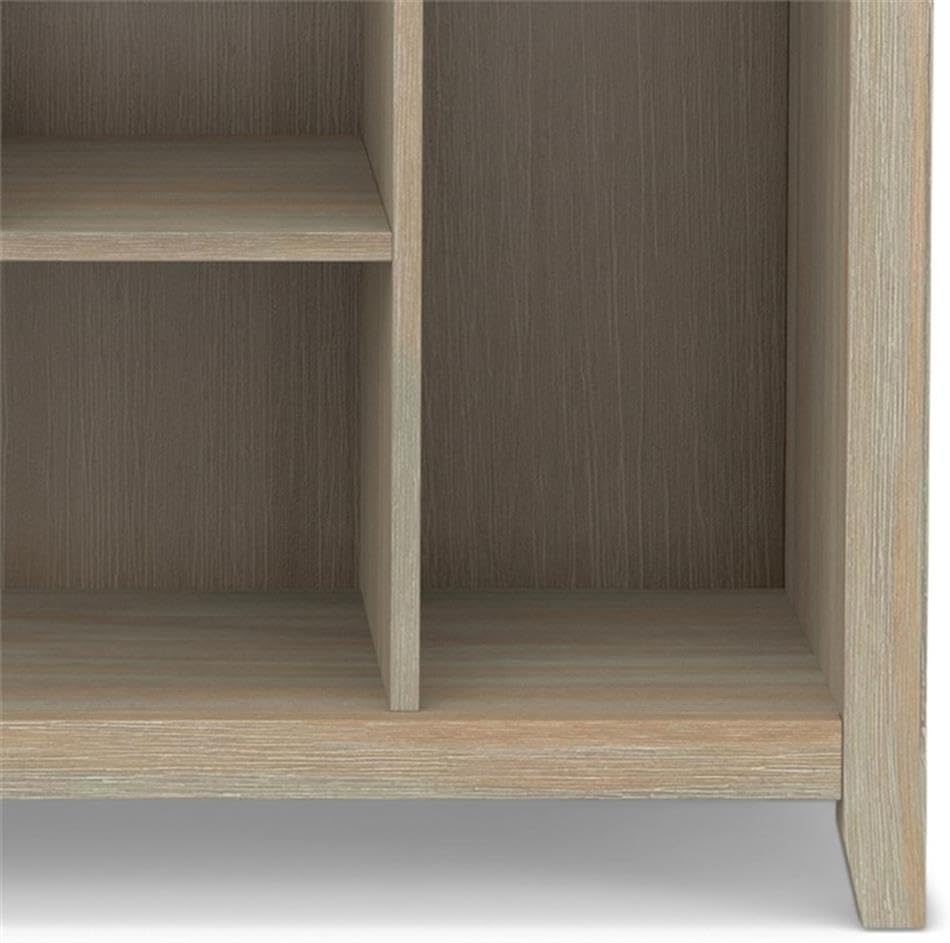 Pemberly Row Solid Wood 44x 44 Transitional Bookcase in Distressed Gray