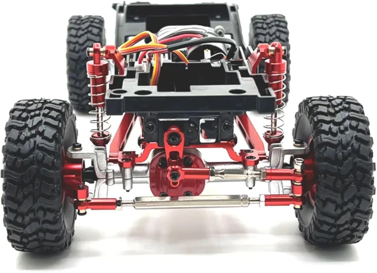 RC Upgrade Parts for MN82 LC79 MN78 1/12 RC Car Upgrade Parts Metal Front and Rear Axle for Chassis Link Rod Pull Rod Mount Shock Absorber Tire Set(Red)