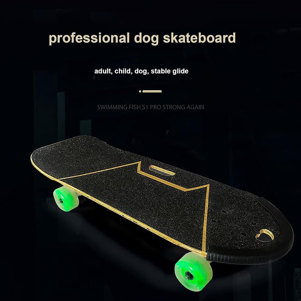 Pet Surfing Skateboard, Dog Skateboard with Surf Rack, Bamboo & Wood Dog Special Scooter, Colorful PU Wheel, Suitable for Bulldogs & More (62x21cm)