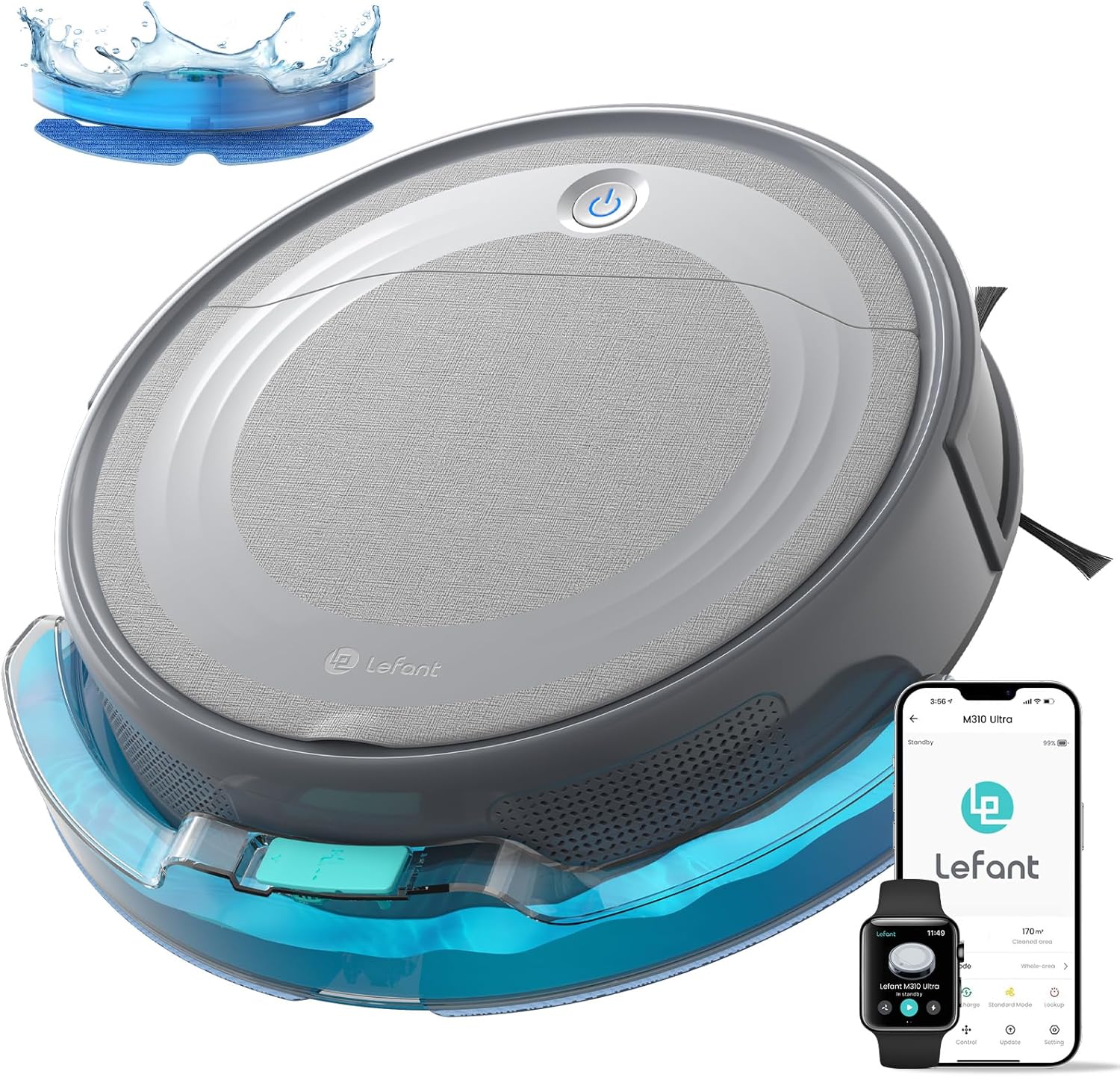 Lefant M310 Ultra Robot Vacuum and Mop, 6000Pa Suction-Slim Robotic Cleaner with ToF LiDAR Navigation, Accurate Obstacle Avoidance, WiFi/App/Alexa Control, 170min Runtime, for Pet Hair and Home