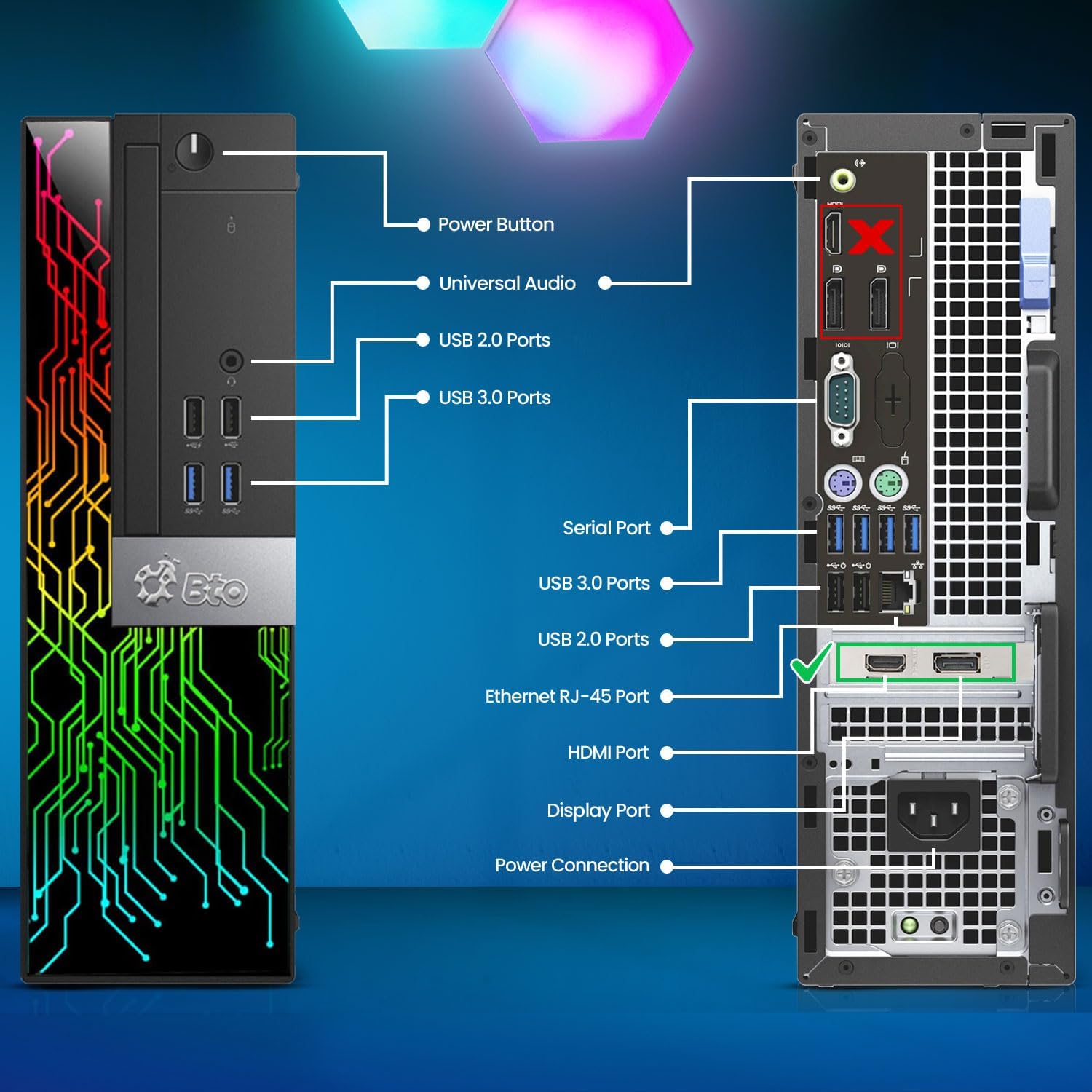 BTO Gaming Desktop Computer - Intel Core i7-6th Gen - 16GB DDR4 RAM - 512GB SSD - GeForce GT 1030-24” Monitor - RGB Keyboard & Mouse - WiFi - Gaming PC - Windows 11 Pro (Renewed)