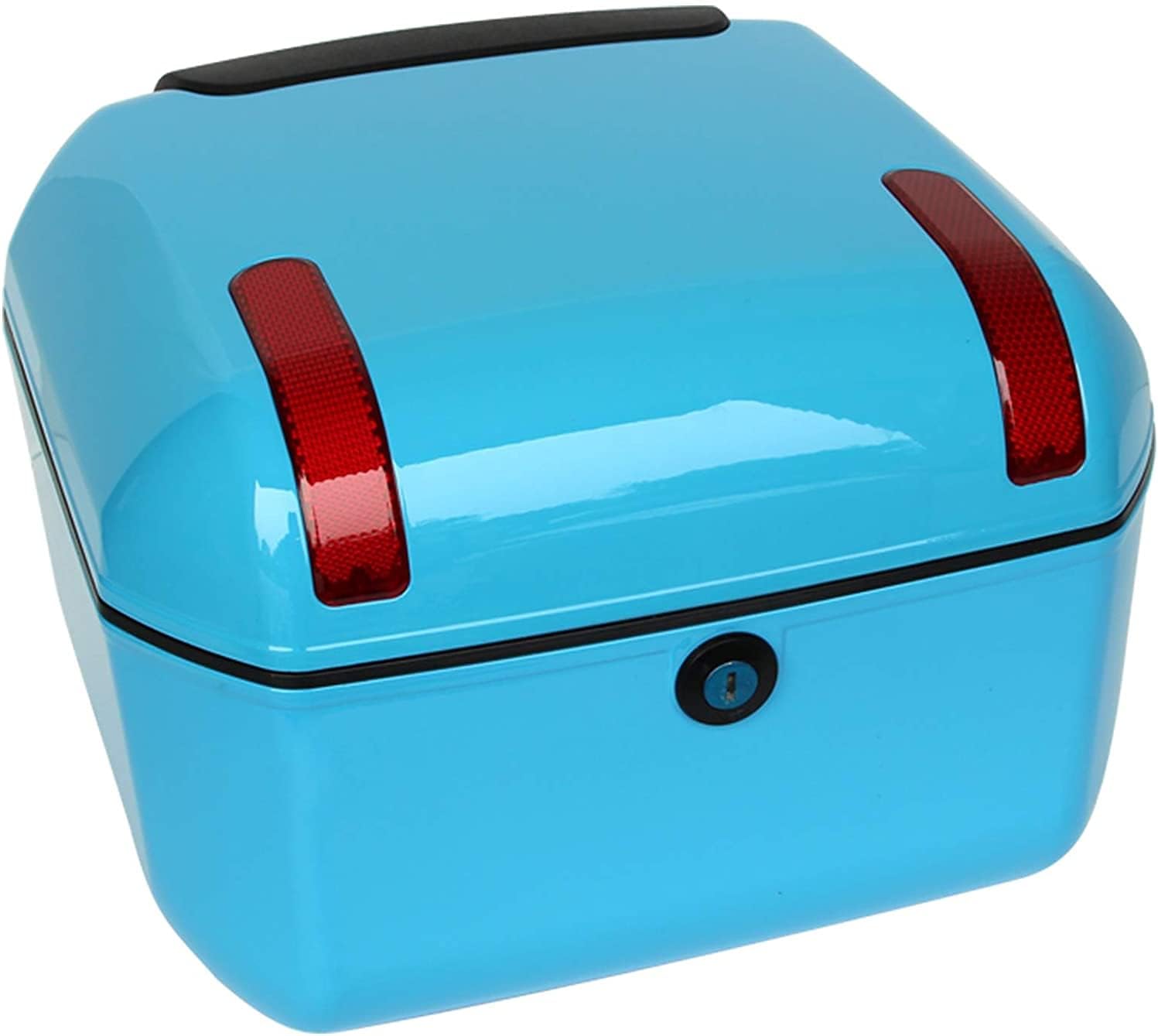 Rectangle Motorcycle Top Box Scooter Helmet Trunk Tail Box with Universal Mounting Hardware Night Warning Light and Security Lock Trunk Top Case (Color : Red) (Blue)