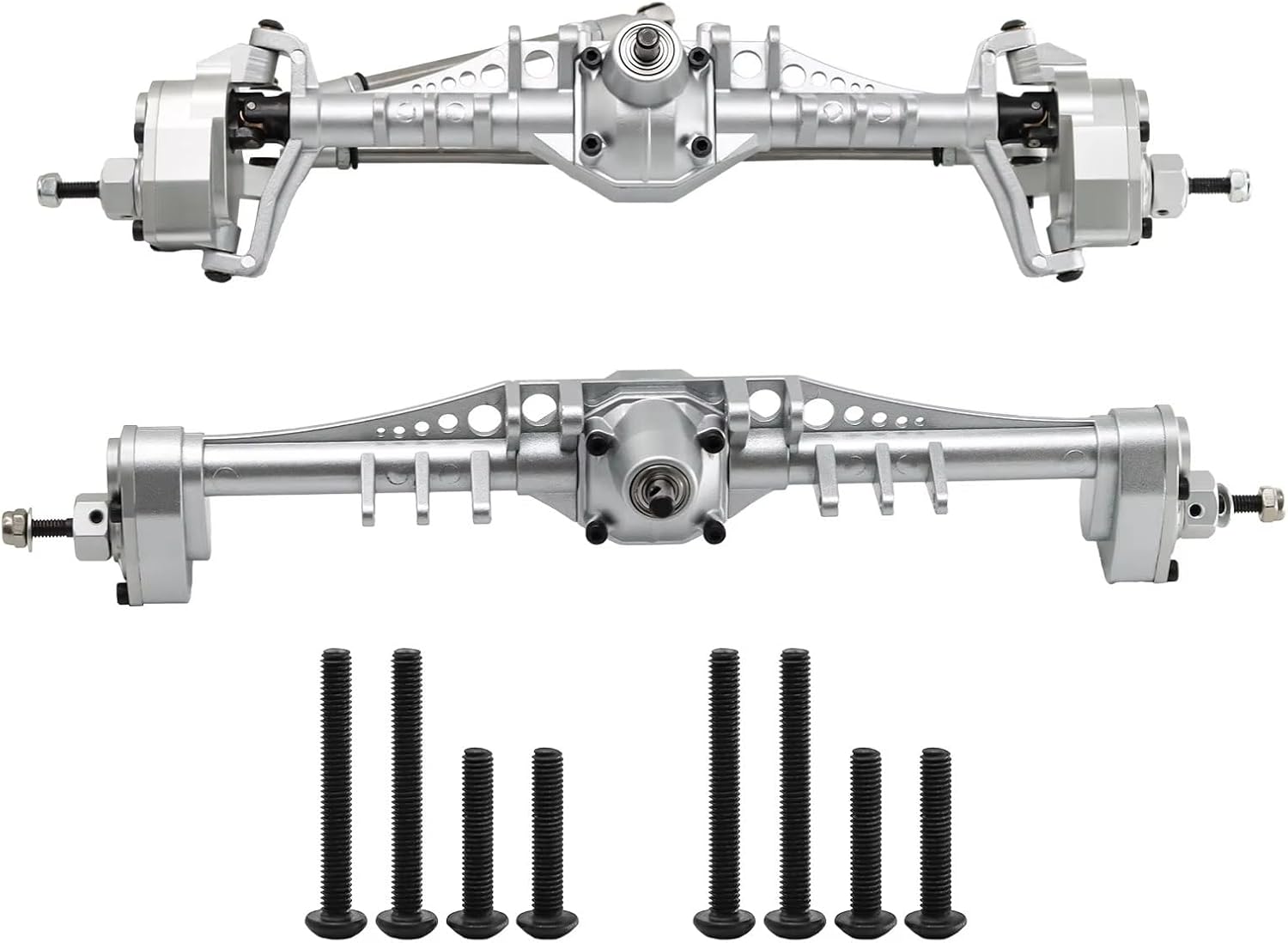 RC Axle Models For Axial For SCX10 III For Capra UTB18 II For Currie F9 1/10 Portal Axle Set RC Crawler Upgrade Parts Direct CNC Aluminum(Silver,1set)