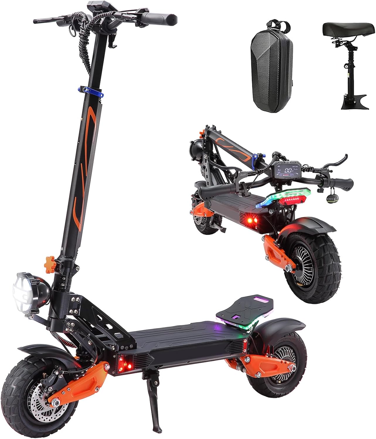 Electric Scooter for Adults, 1200/1600/5000/5600W Dual Motor Fast E Scooter, Up to 35-50 MPH Top Speed & 35-52 Miles Long Range, Dual Brake, Off-Road Tires, Foldable Scooter(UL Certificated)