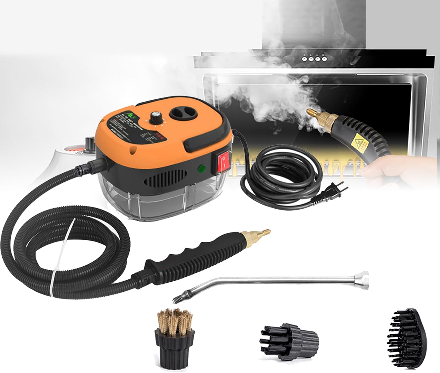 2500W High Pressure Steam Cleaner Portable High Temperature Steam Cleaning Machine with 3 Brush Heads 2 Spray Gun, 6 Cleaning kit Tool (F)