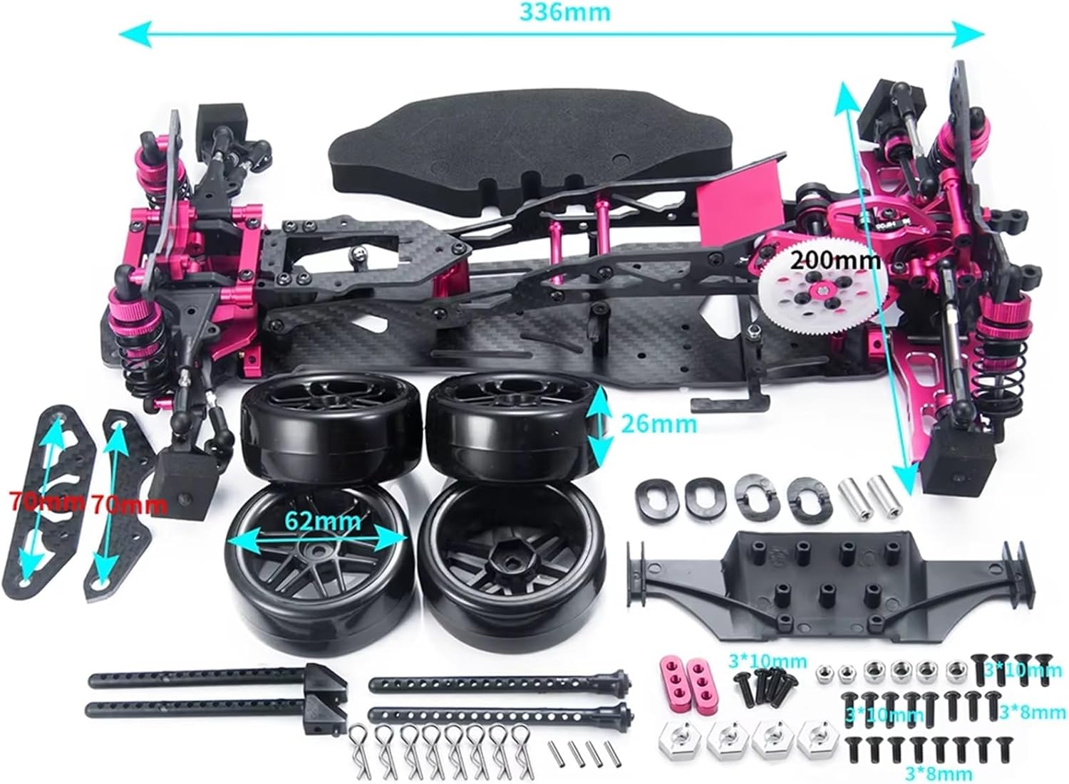 Compatible with Sakura for D5 MR 1/10 RC Drift Car Truck for Model Parts Metal and Carbon Fiber and Plastic Frame Kit Wheel Rims Shock Absorbers RC Car Accessories