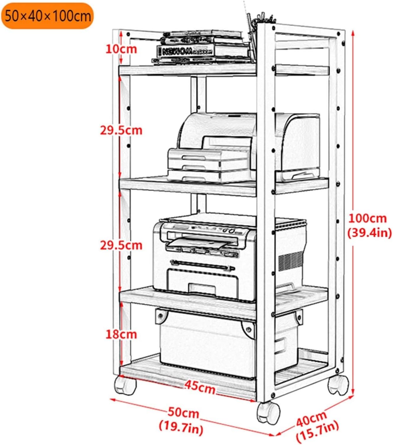 YLQFGUVWK 4-Tier AV Media Stand Corner Wooden Corner Component Cabinet Stereo Audio Rack