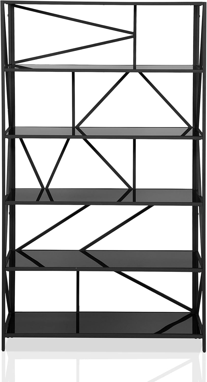 HOMES: Inside + Out Cherry Valley Industrial 5 Shelves Metal 72 in. Bookcase for Living Room, Bedroom, Home Office, Black