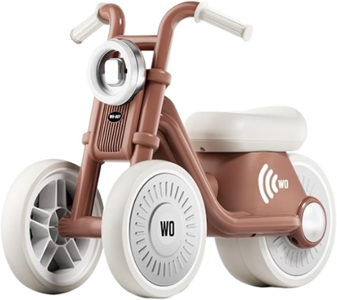 Wiggle Scooter Tricycle for Toddlers Wiggle Car No Pedal Sliding Car with Music Silent Wheels Gift Idea for Kids Ages 2+(Brown)
