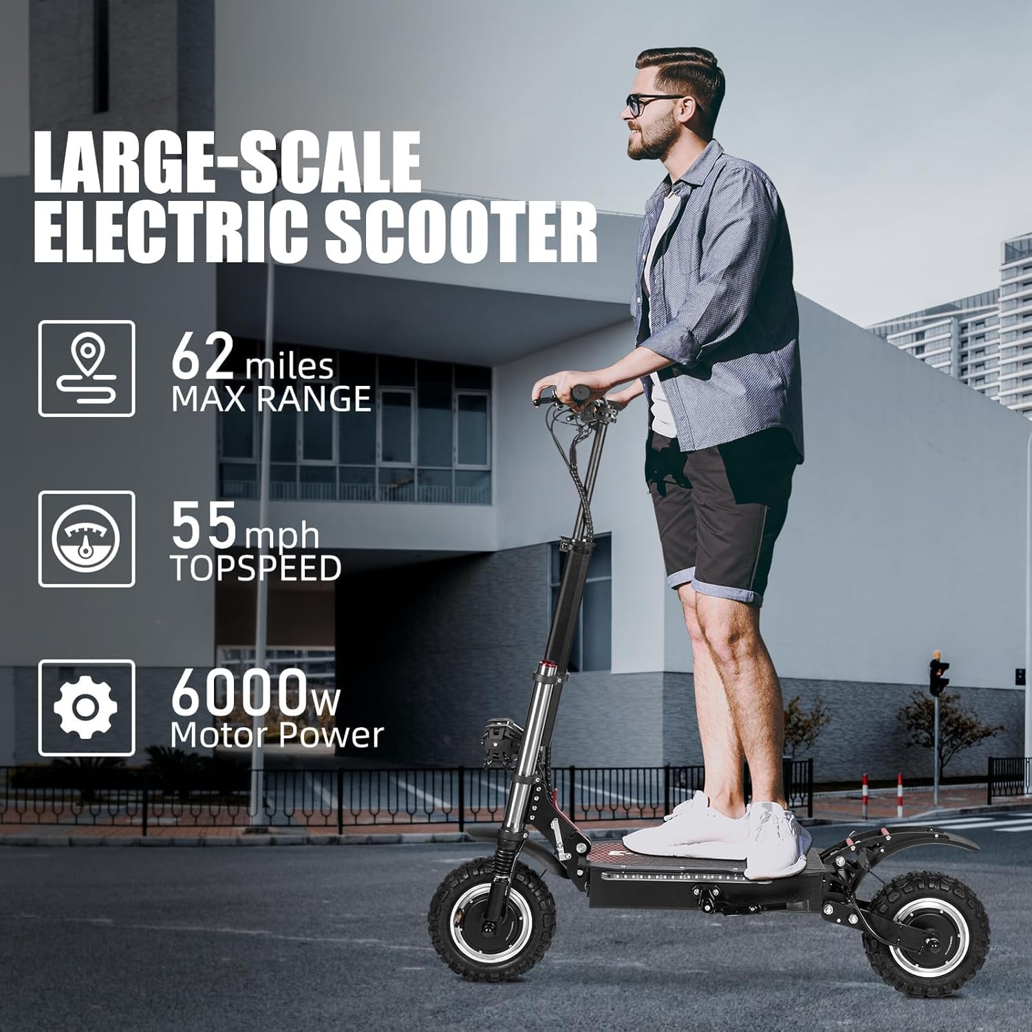 Electric Scooter, 22/23.6/25/30/31/34/37/62 Miles Long Range, Top Speed 19/22/28/34/60 MPH, 8.5