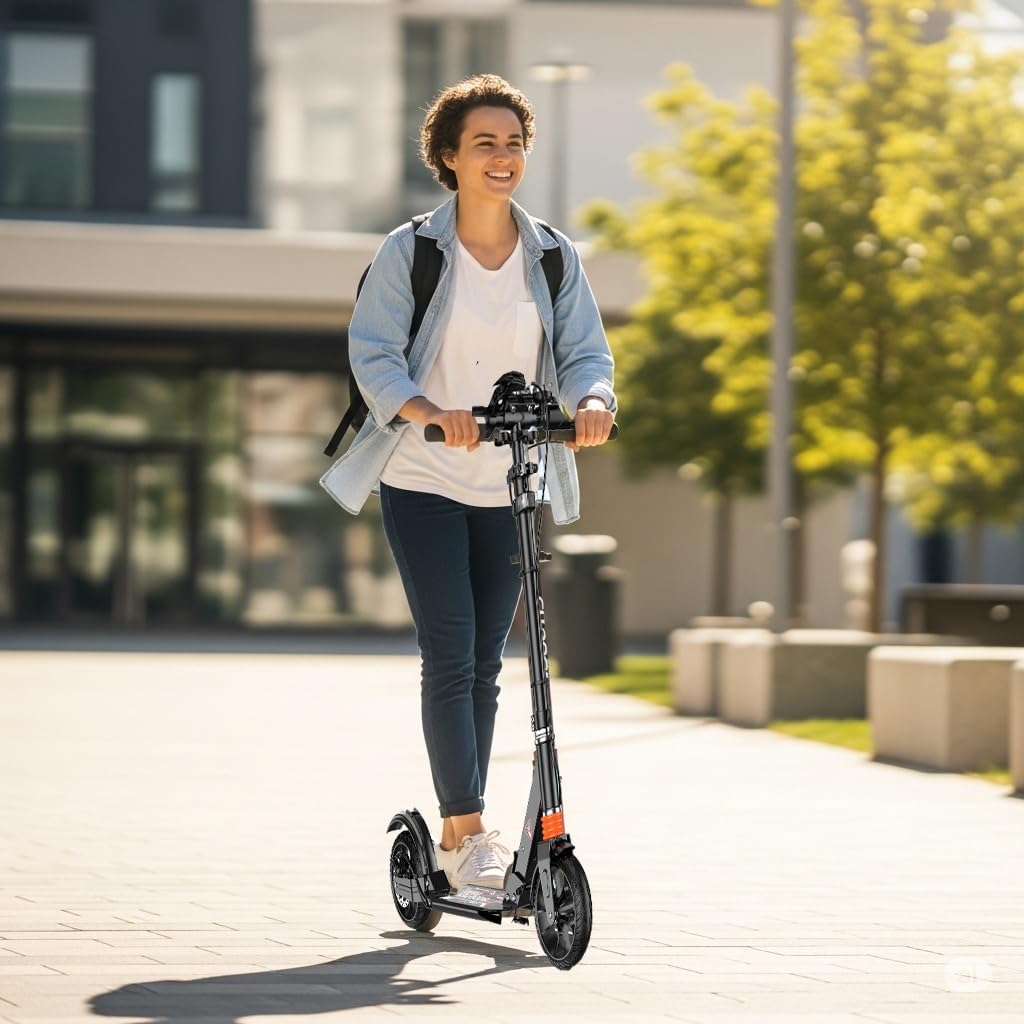 Folding Kick Scooter for Adults & Kids – 2-Wheel Adjustable Height Scooter with Hand & Foot Brake, Dual Suspension, Anti-Slip 5cm Tires, Quiet Ride, 600 Pound Capacity, for Ages 6+